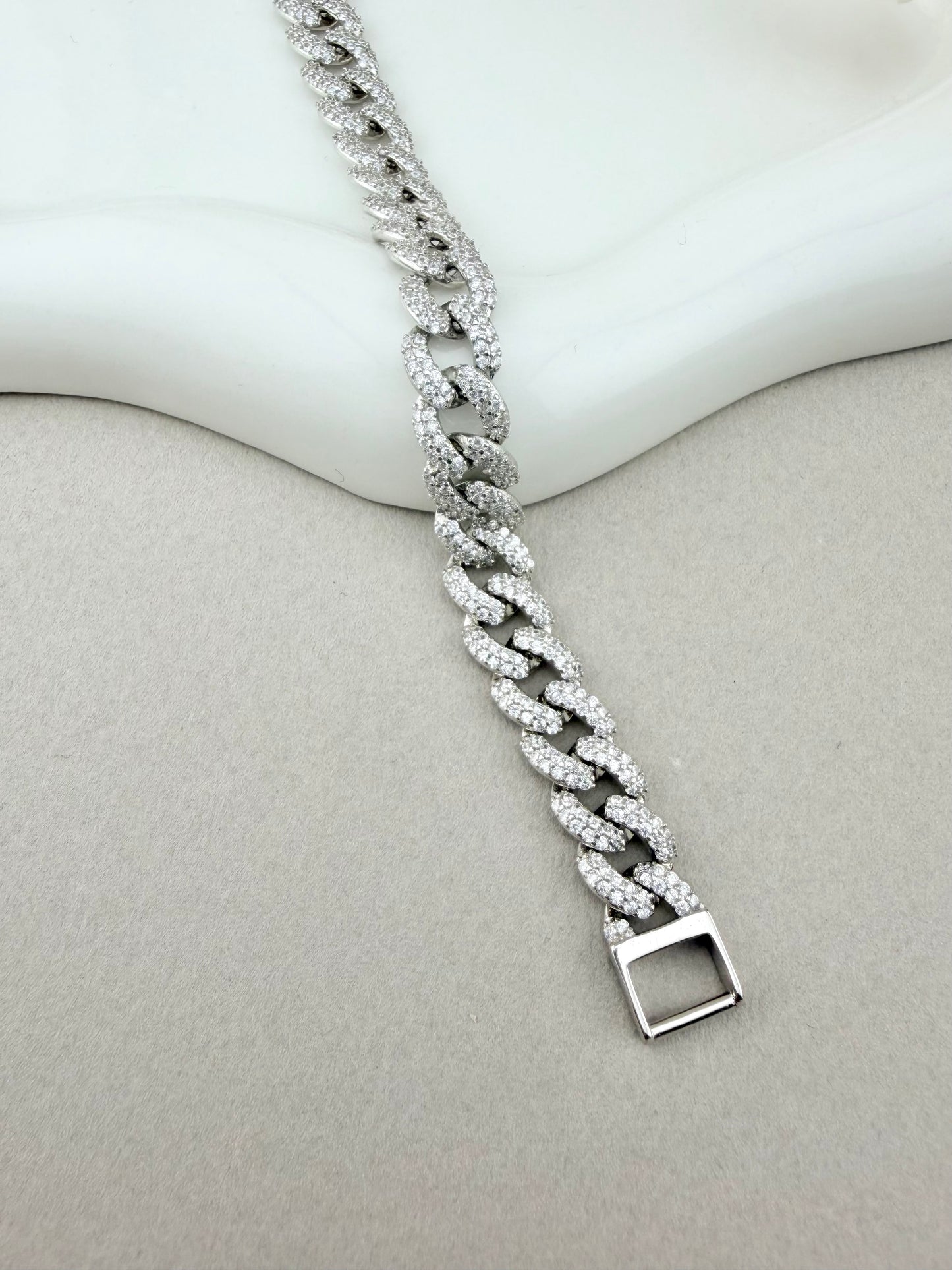 Silver 925 iced out Cuban link bracelet 8” x 8mm | Luxury silver jewelry