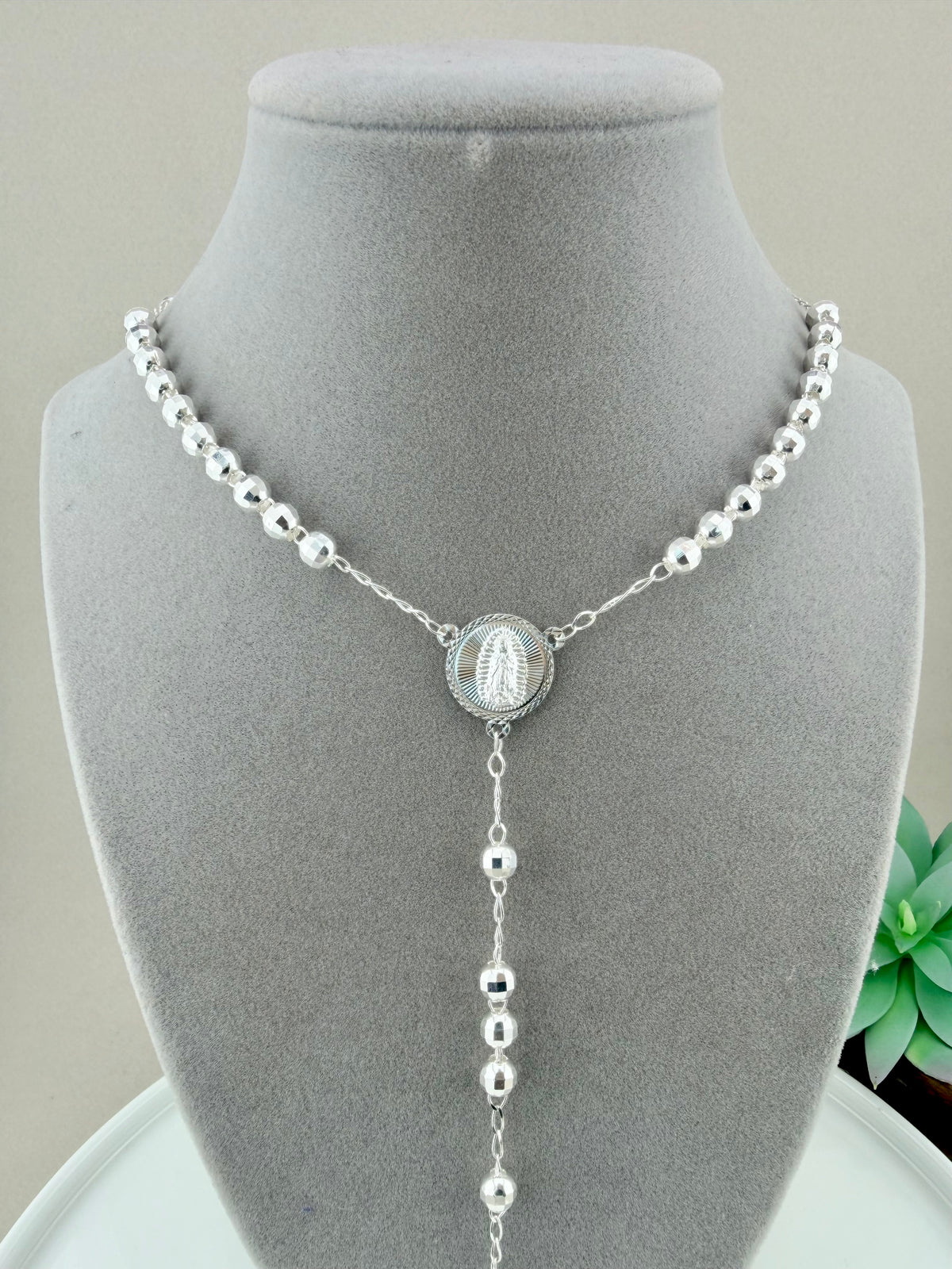 925 Sterling Silver Rosary Necklace 24 Inch – Catholic Religious Jewelry