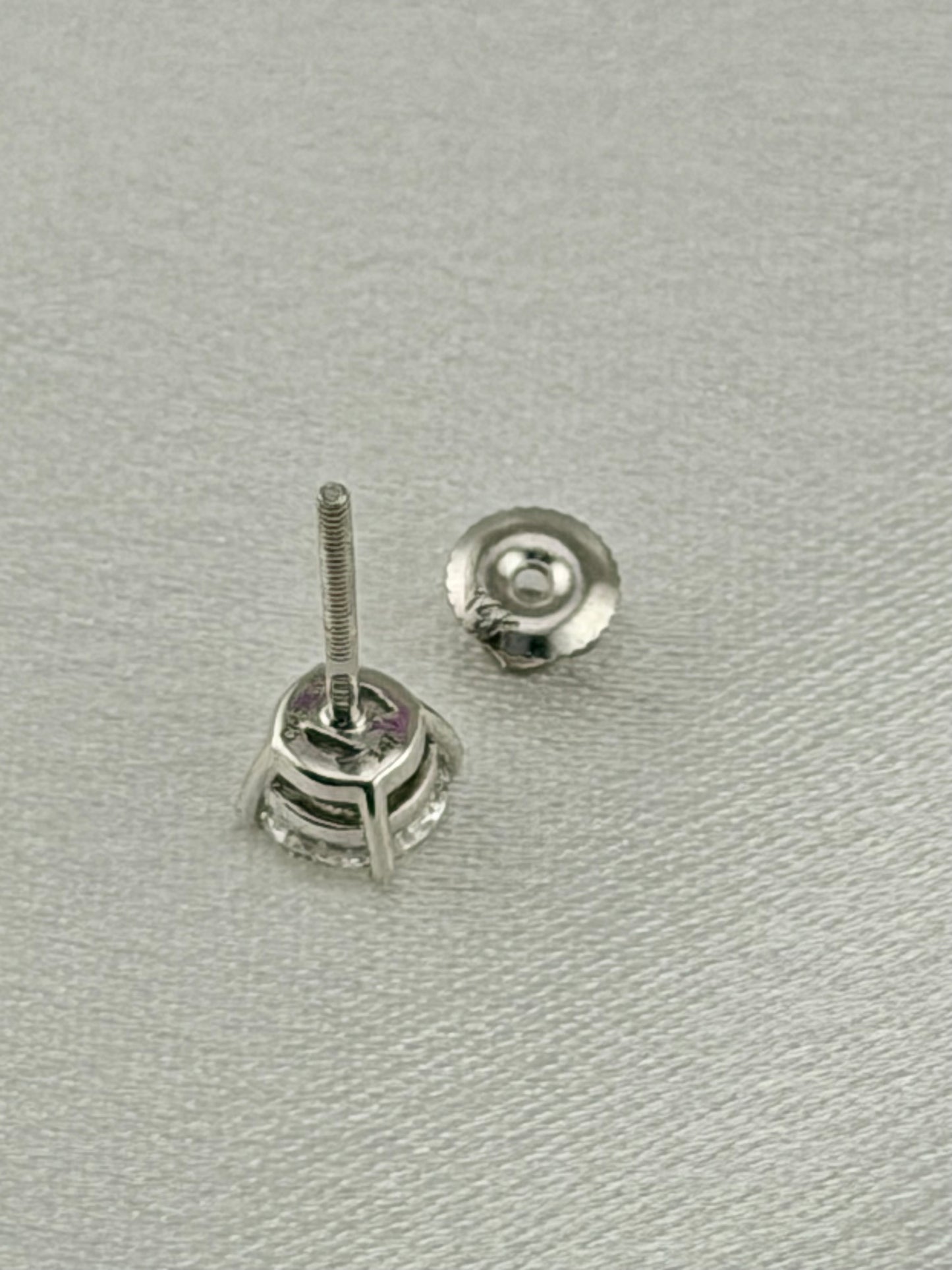 Lab Grown Diamond Stud Earrings 14K White Gold Screw Back – 1.01 CT -5mm Luxury Solitaire Earrings