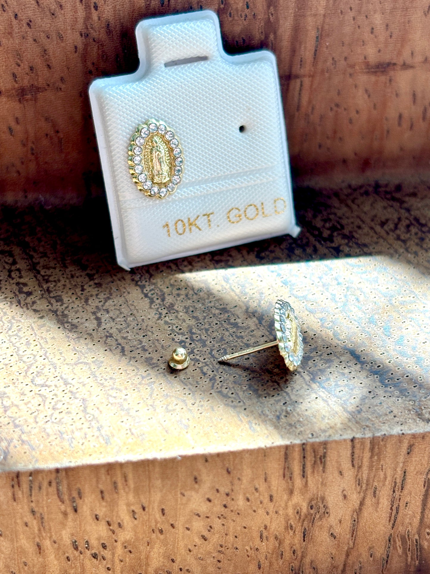 Solid 10K Gold Virgin Mary Earrings, virgencita gold earrings