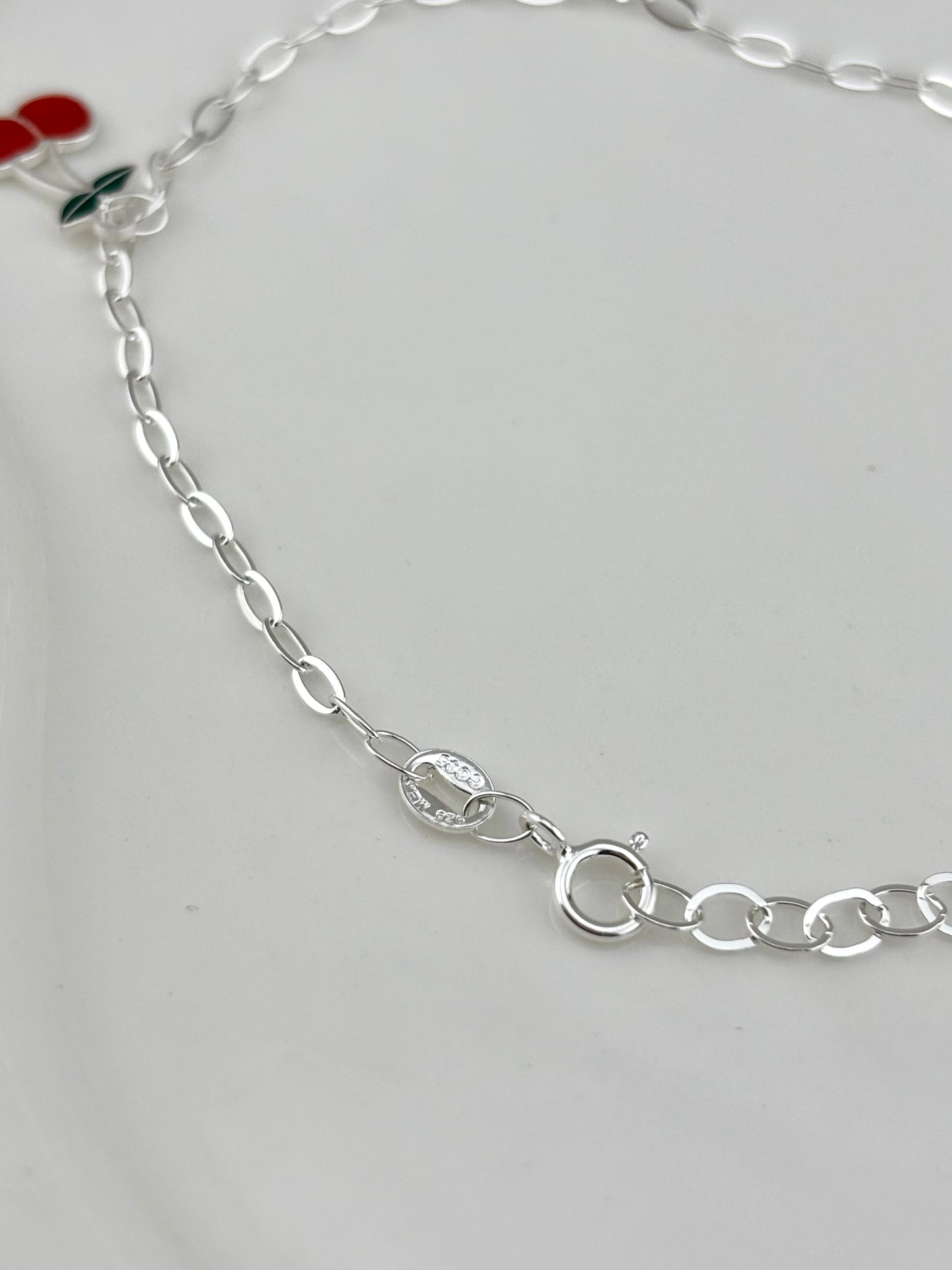 Silver 925 cherry dangle bracelet | minimalist jewelry