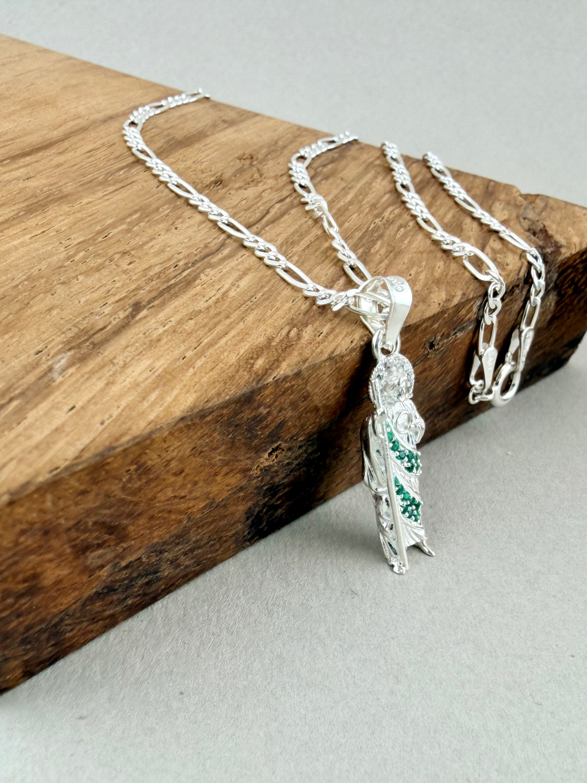 Silver 925 Saint Jude pendant necklace 19” x 2 mm small pendant