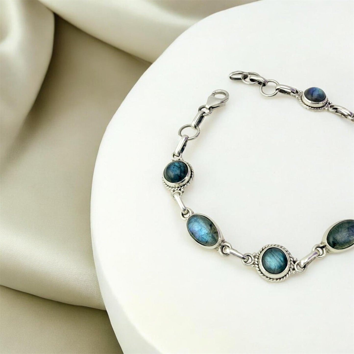 Sterling silver 925 labradorite bracelet | Boho jewelry | Natural stones