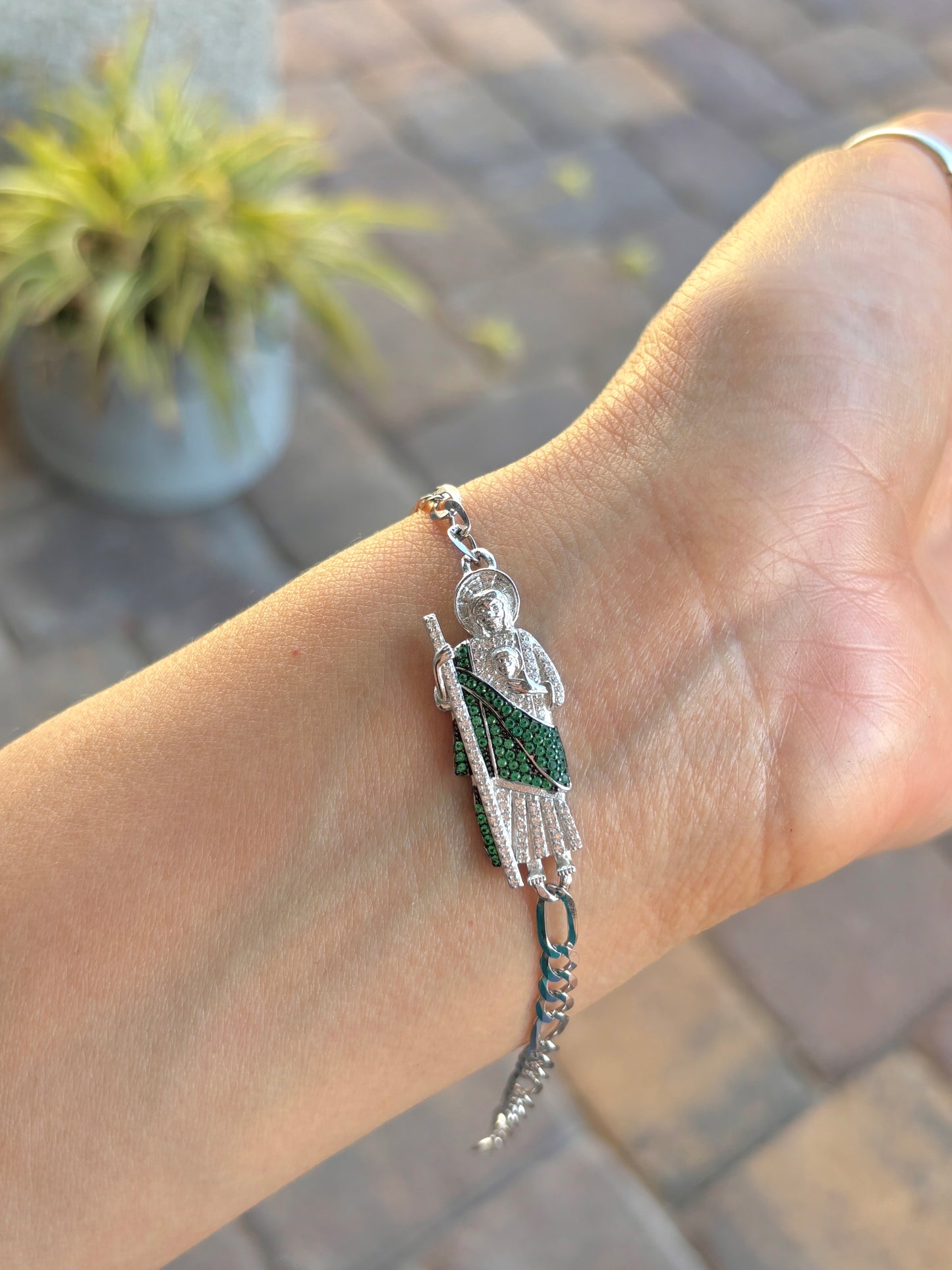 Sterling silver 925 Saint Jude bracelet, Religious jewelry