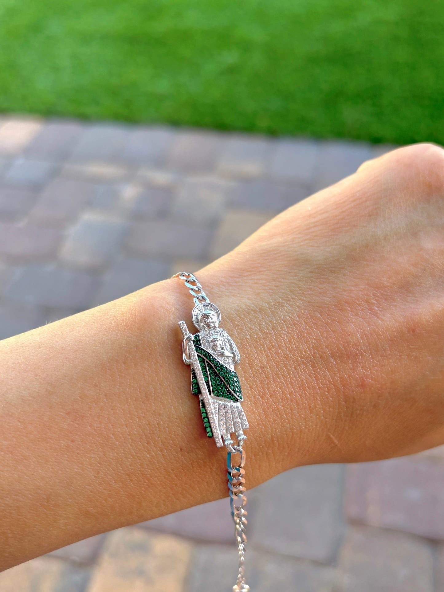 Sterling silver 925 Saint Jude bracelet, Religious jewelry