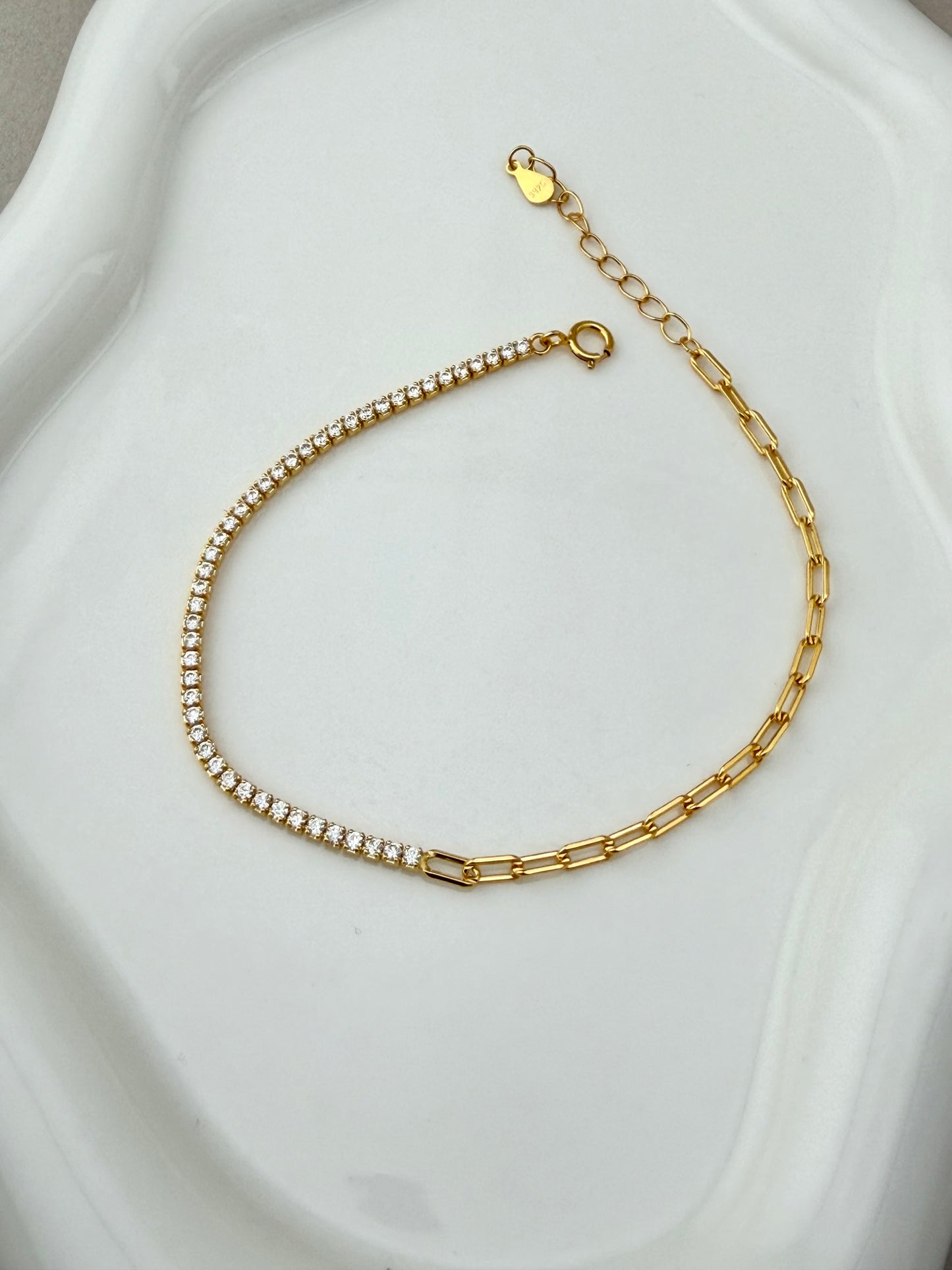 silver 925 Tennis bracelet Gold plated