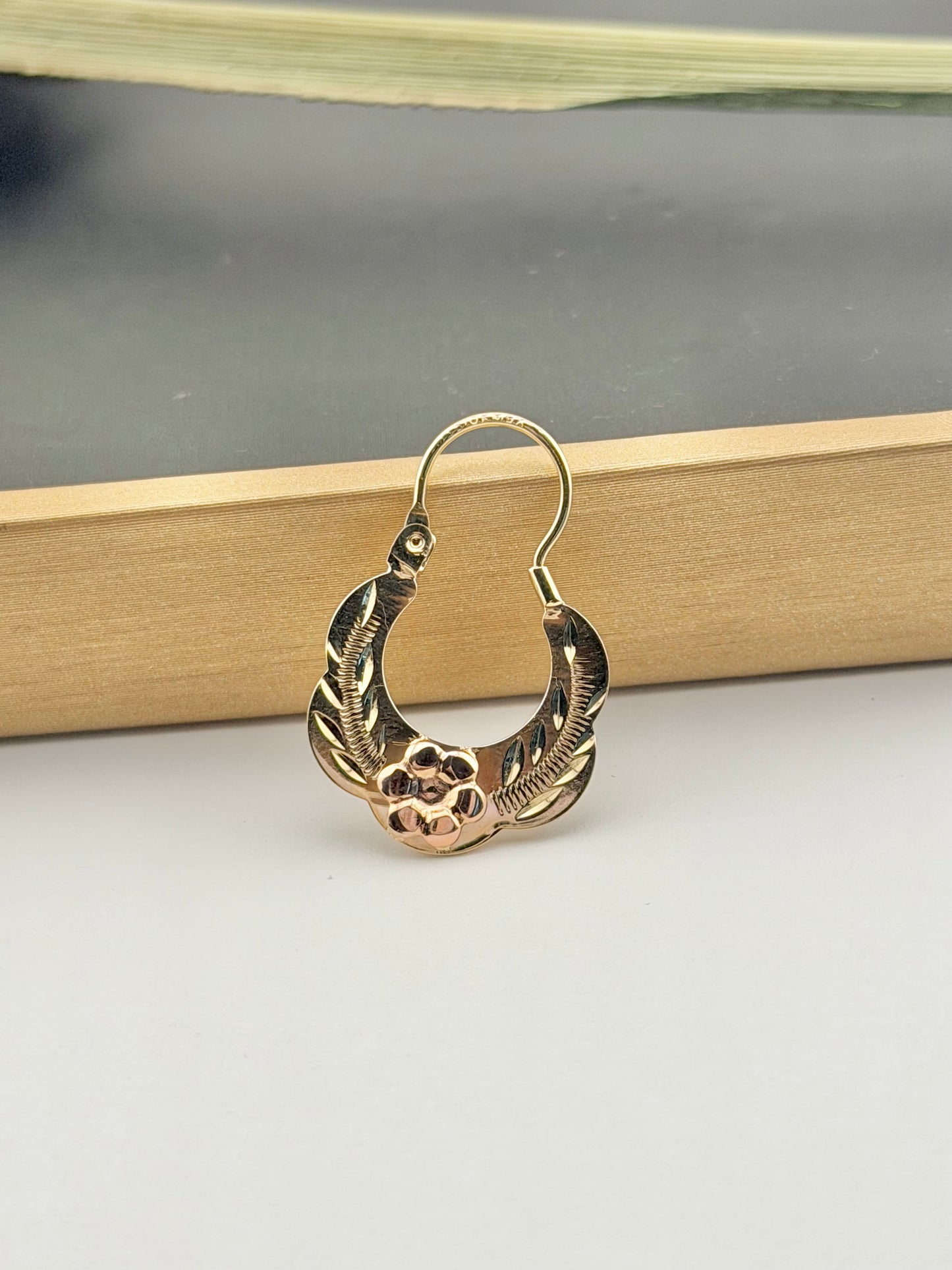 10kt Gold hoop earrings | Basket hoops real gold | Mexican gold jewelry