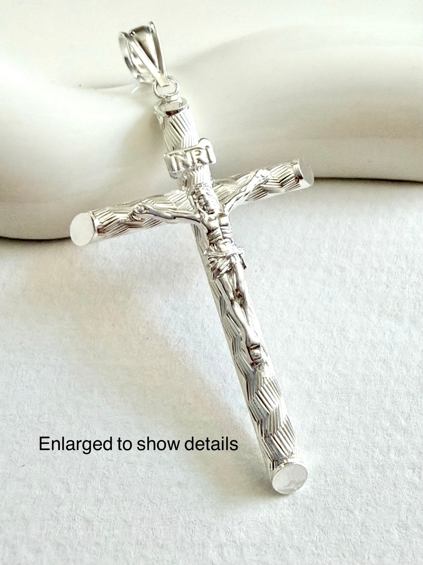Silver 925 Crucifix cross pendant | Diamond cut | Crucifijo diamantado