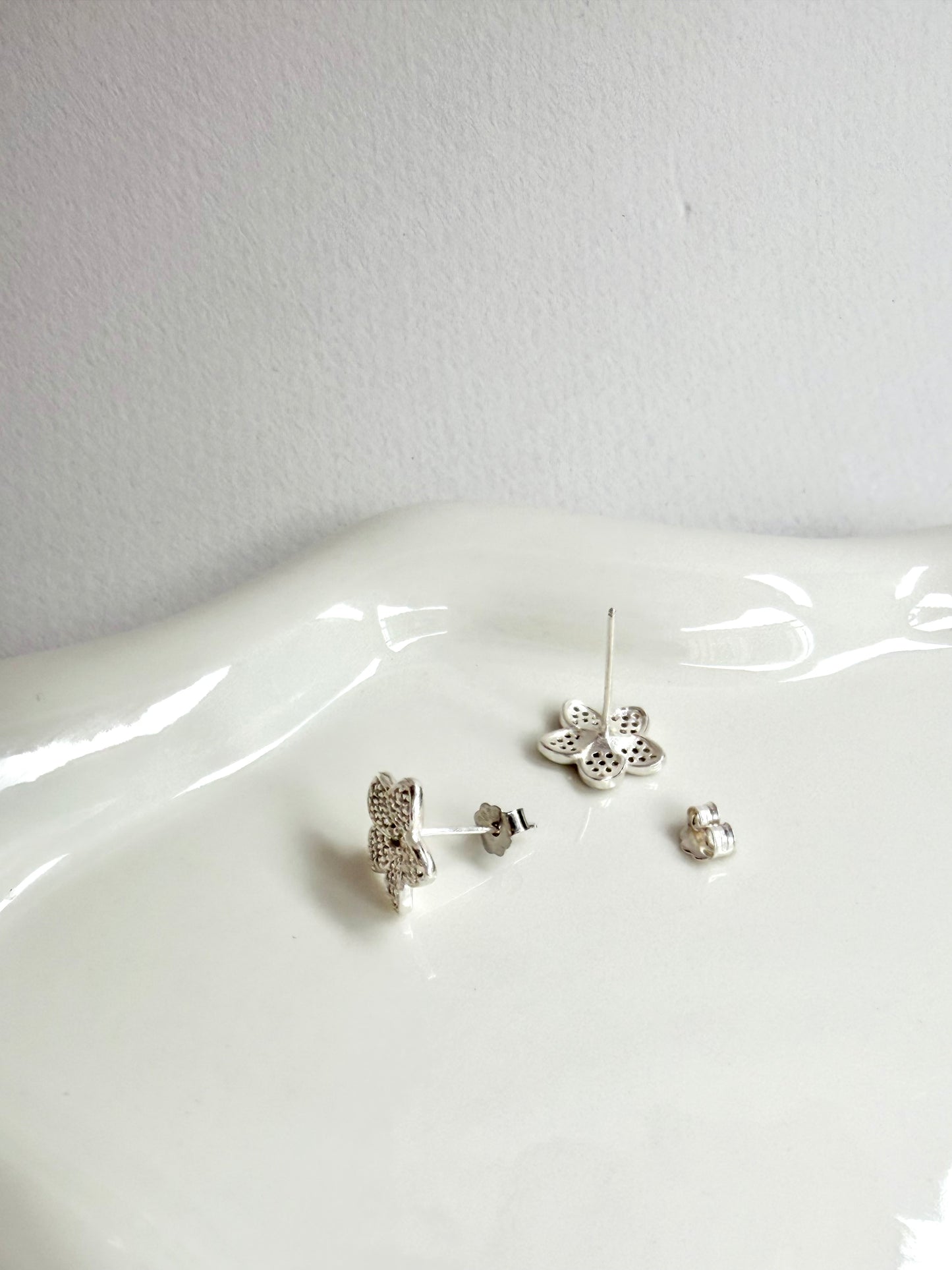 Silver 925 flower earrings studs