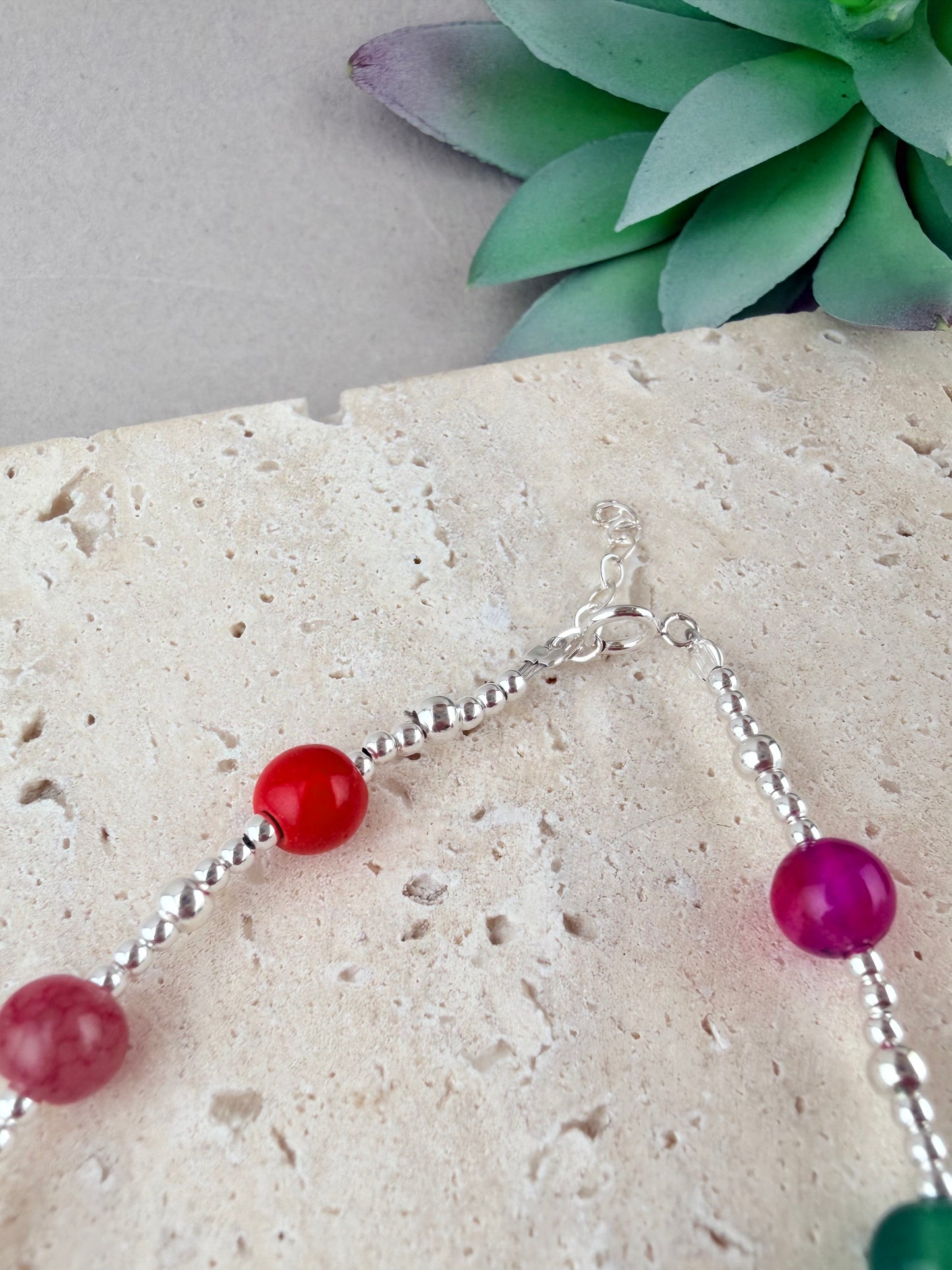 7 Chakra Bracelet with Natural Stones | 925 Sterling Silver Gemstone Bracelet