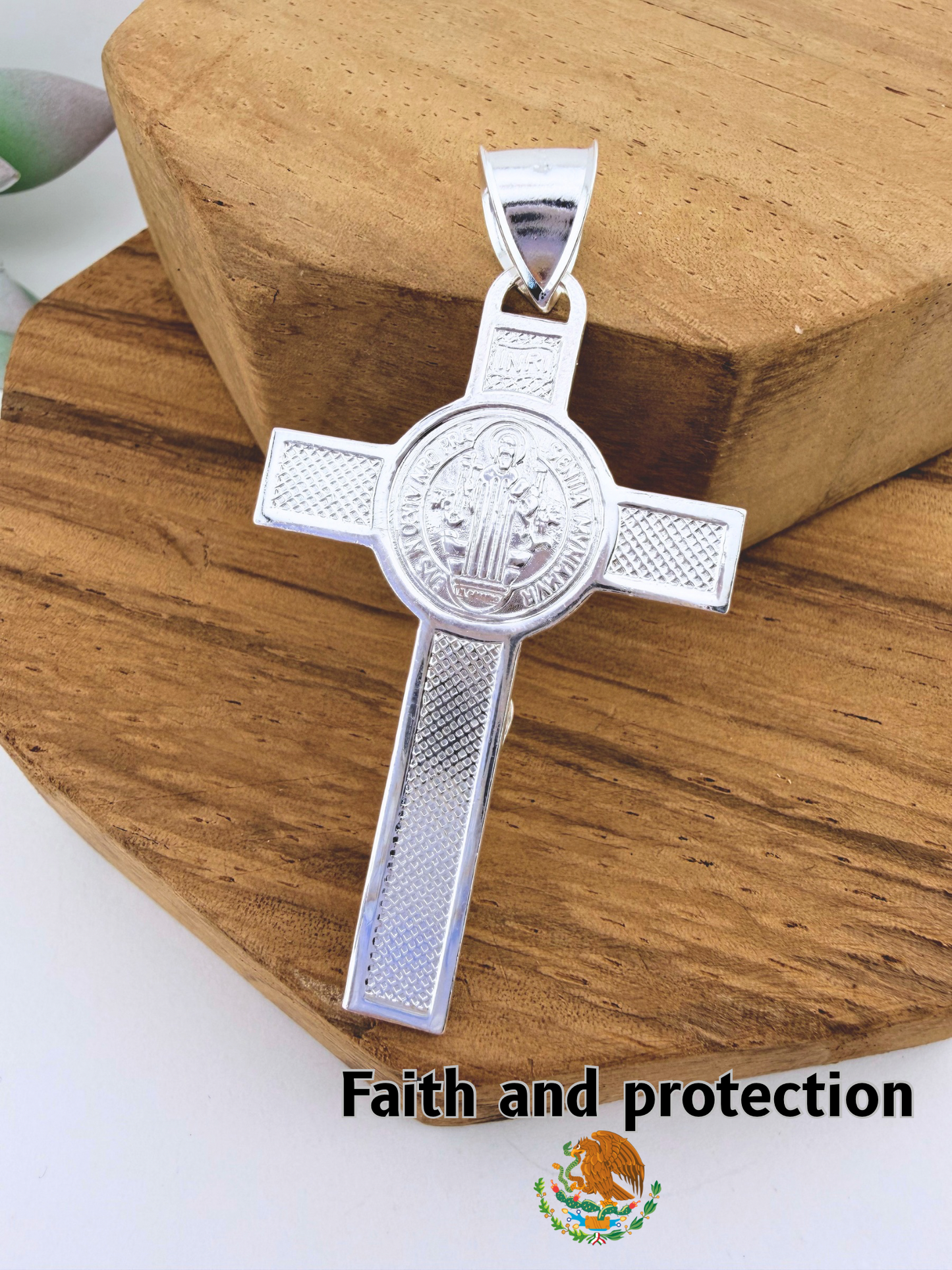 925 Sterling silver Saint Benedict cross pendant for Man | Handcrafted in Mexico Religious pendant