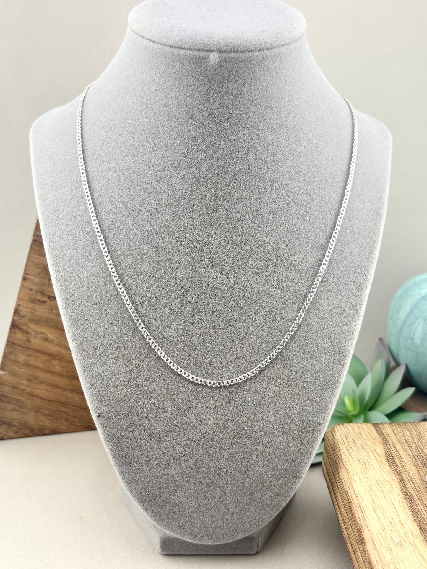 925 Sterling Silver Cuban Link Chain Necklace, 2mm, 18 or 20 Inch
