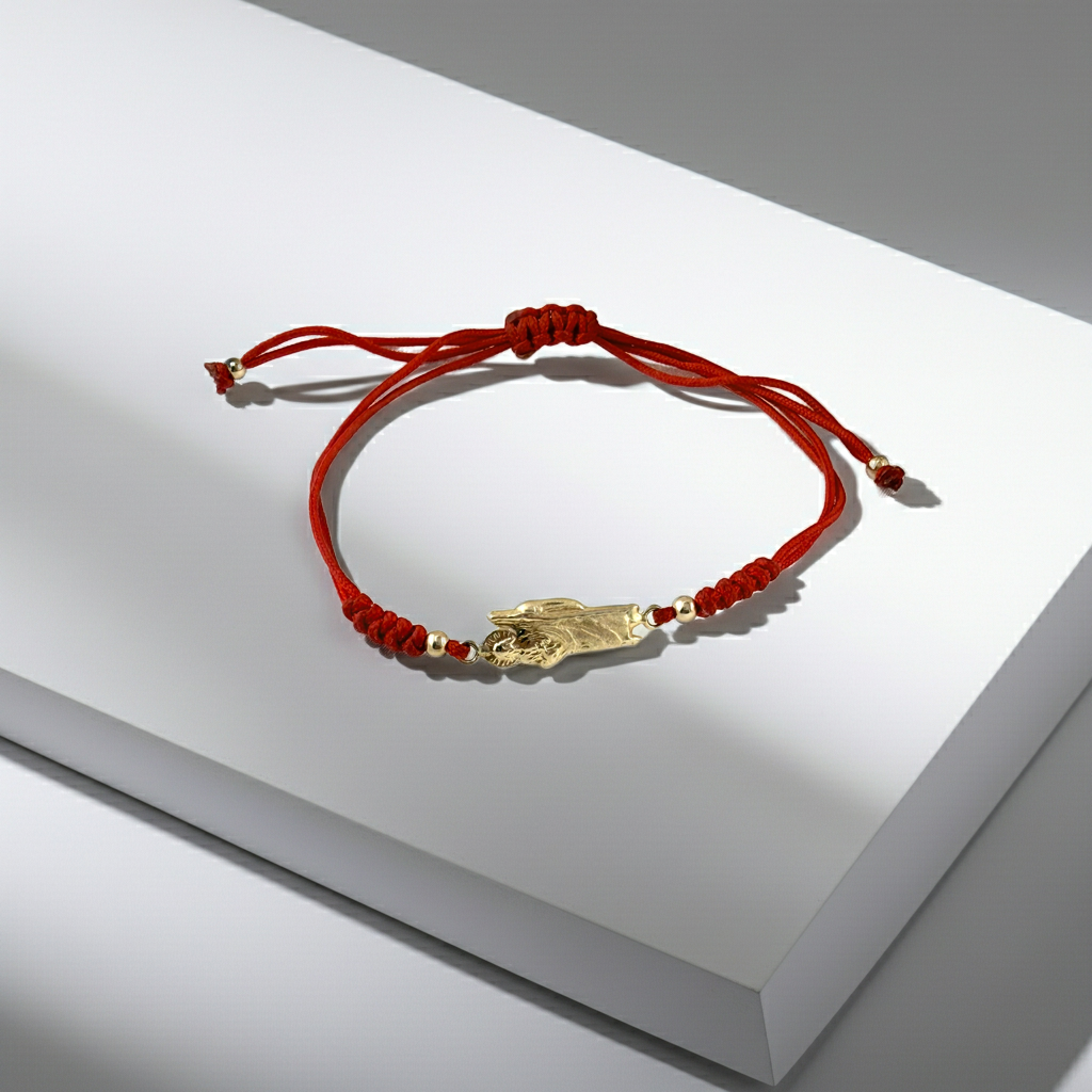 14 kt Red cord bracelet Saint Jude | Red bracelet protection bracelet