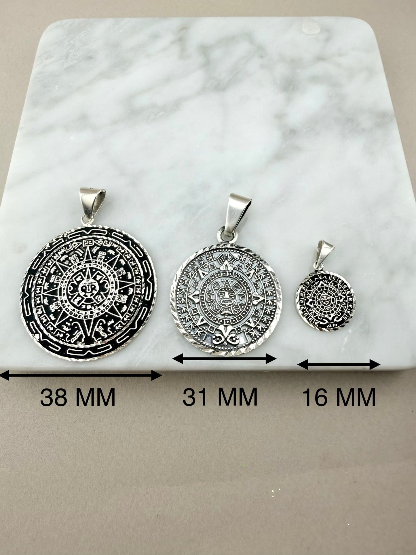 Silver 925 Aztec calendar pendant jewelry