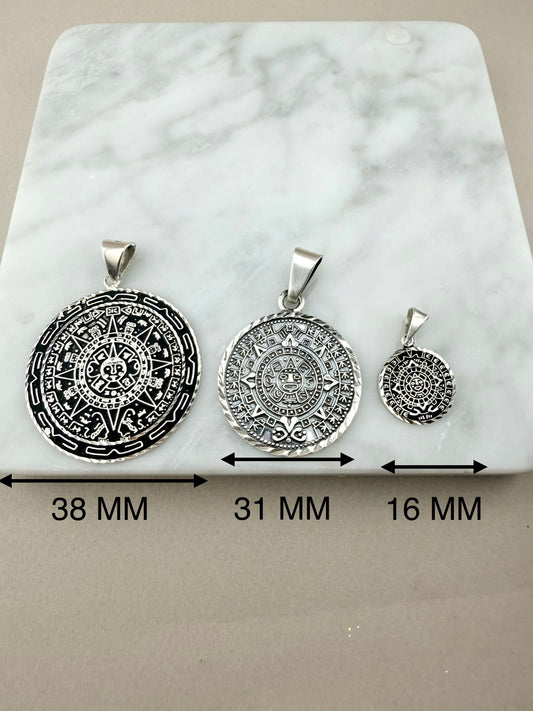 Silver 925 Aztec calendar pendant jewelry