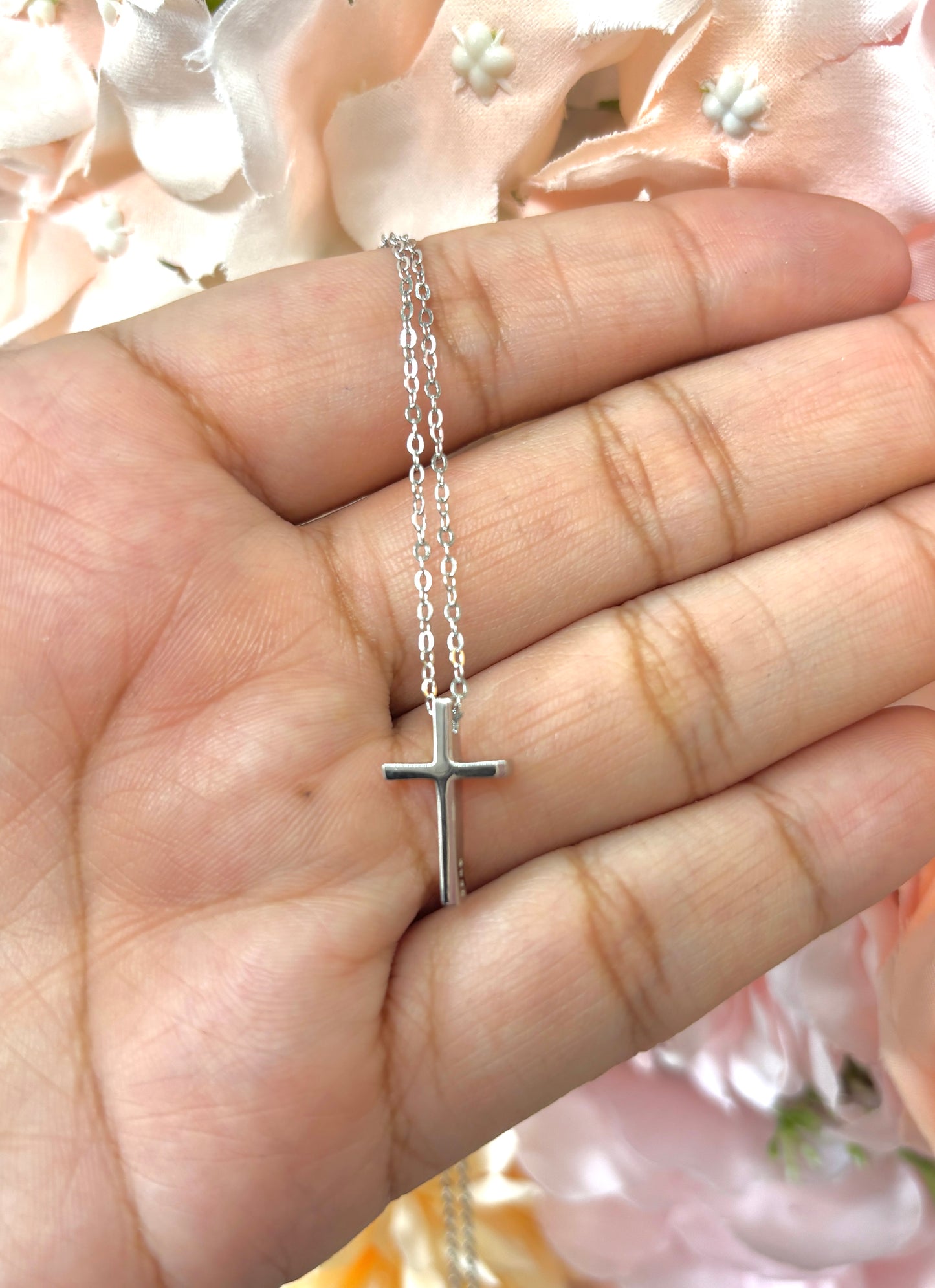 Minimalist Sterling Silver Cross Necklace | 925 Faith Jewelry with Cable Chain 18” | Collar de Cruz plata 925