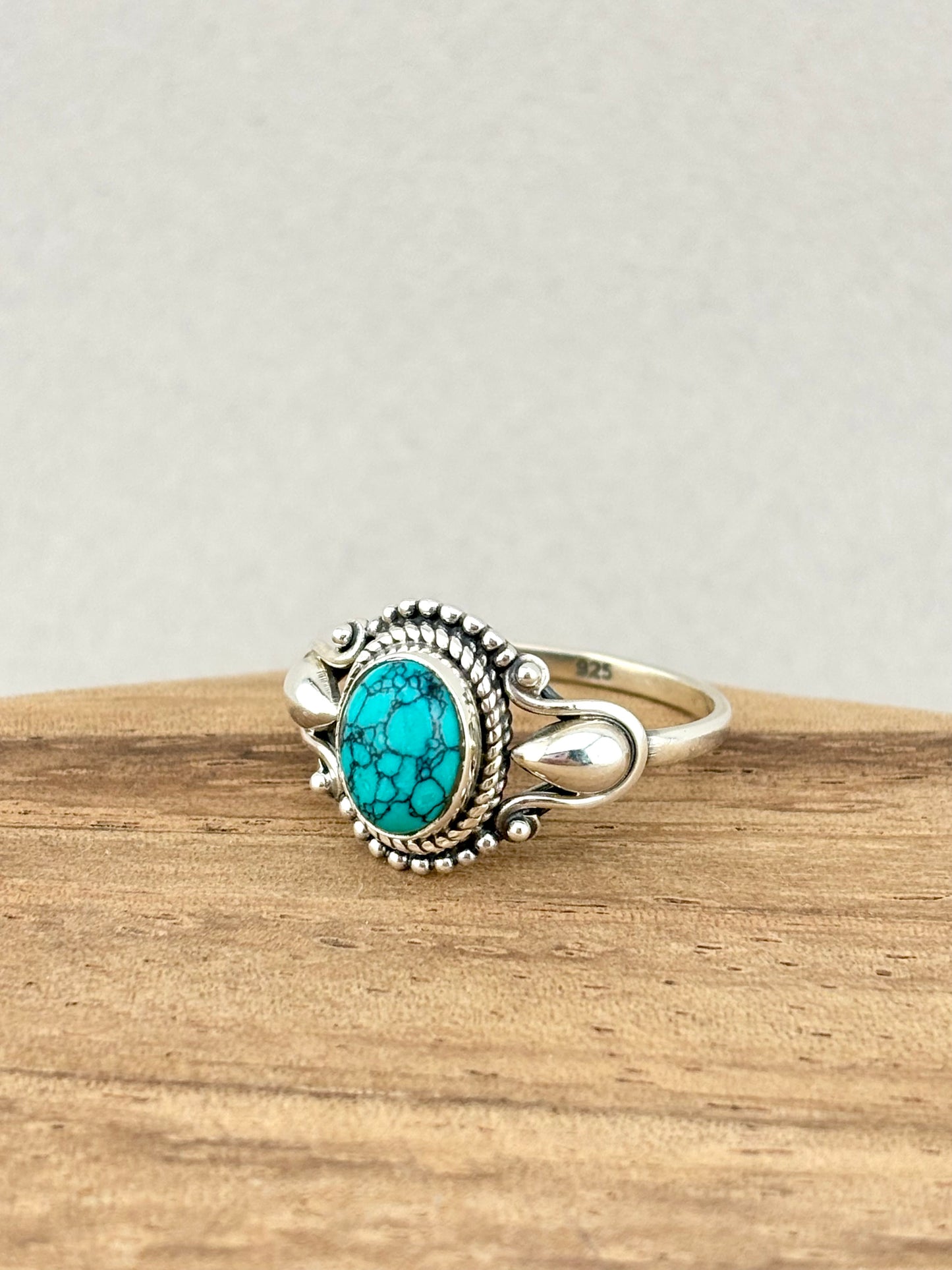 Silver 925 turquoise ring natural stone , meaningful jewelry