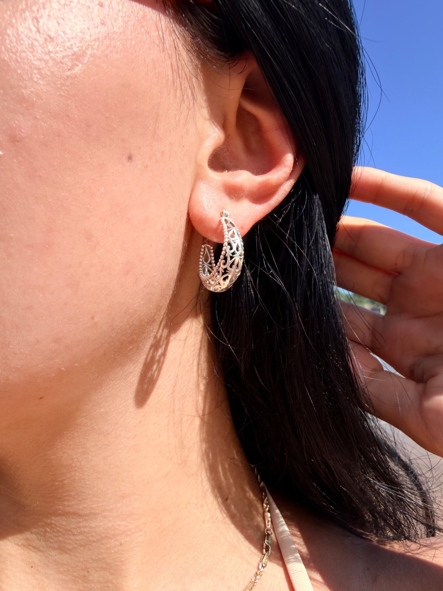 Mexican Basket Hoop Earrings Sterling Silver 925 | Arracadas Mexicanas plata 925