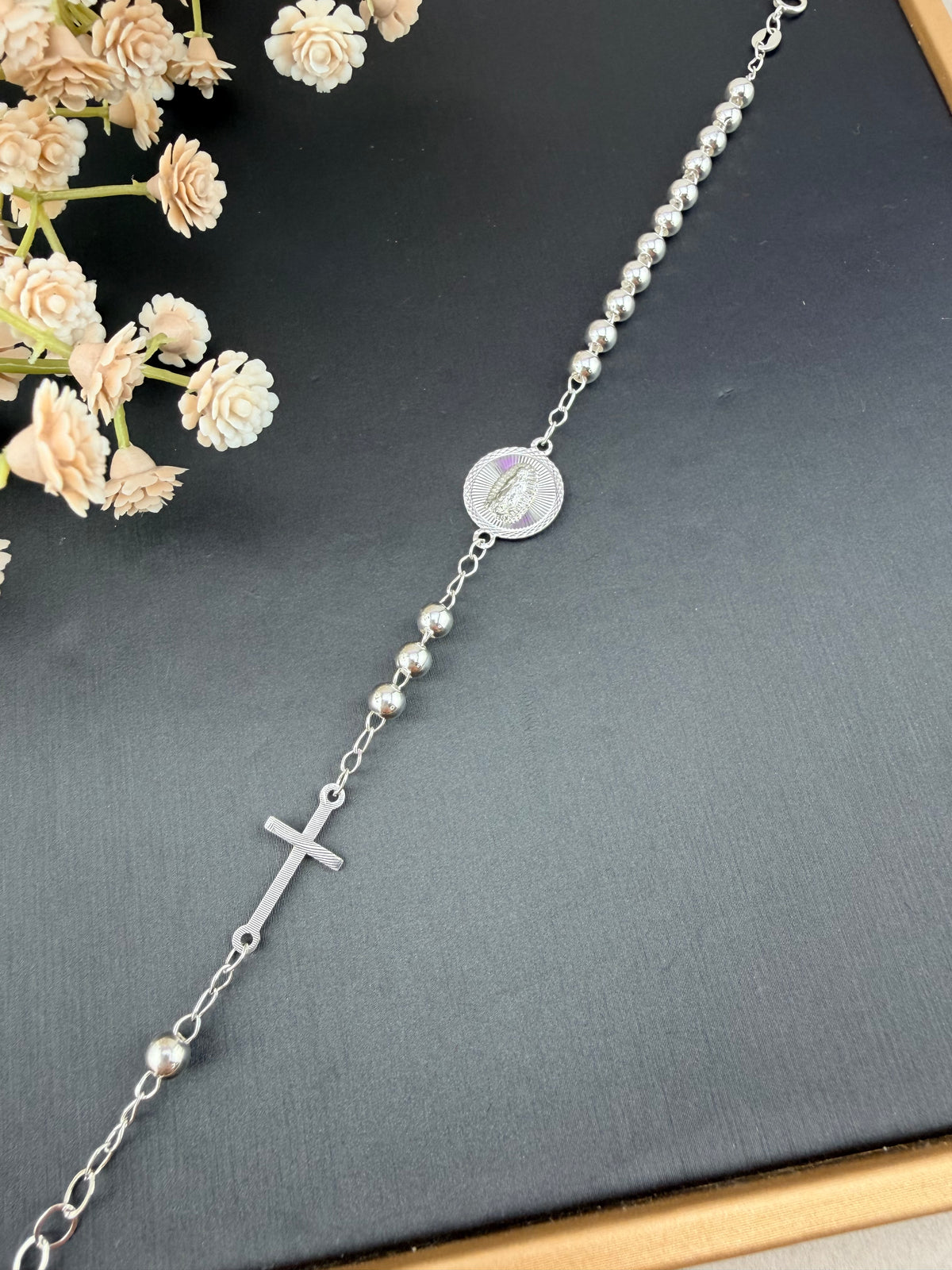 Silver .925 Rosary bracelet | sterling silver bracelet with cross