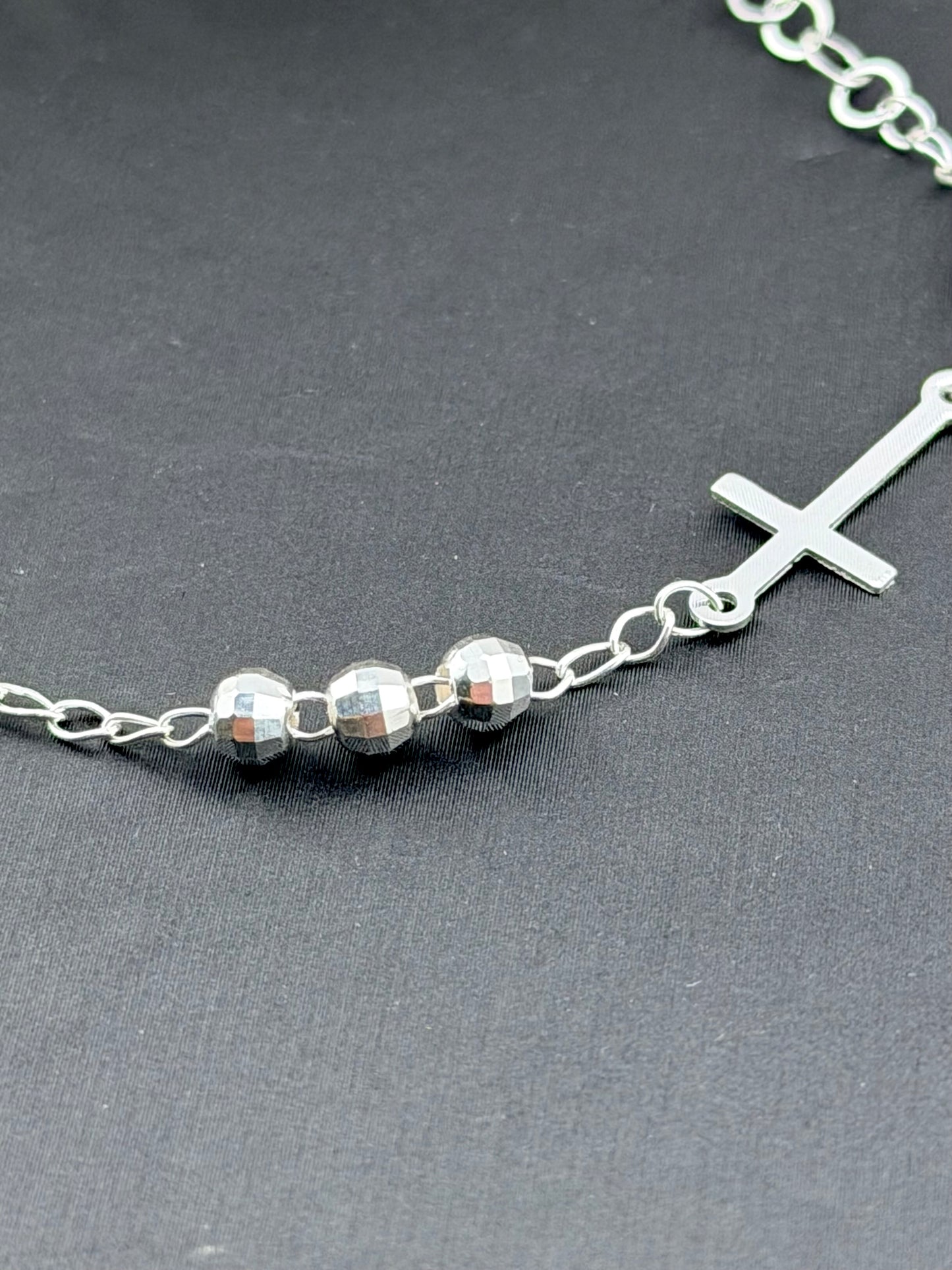 Silver .925 Rosary bracelet | sterling silver bracelet with cross