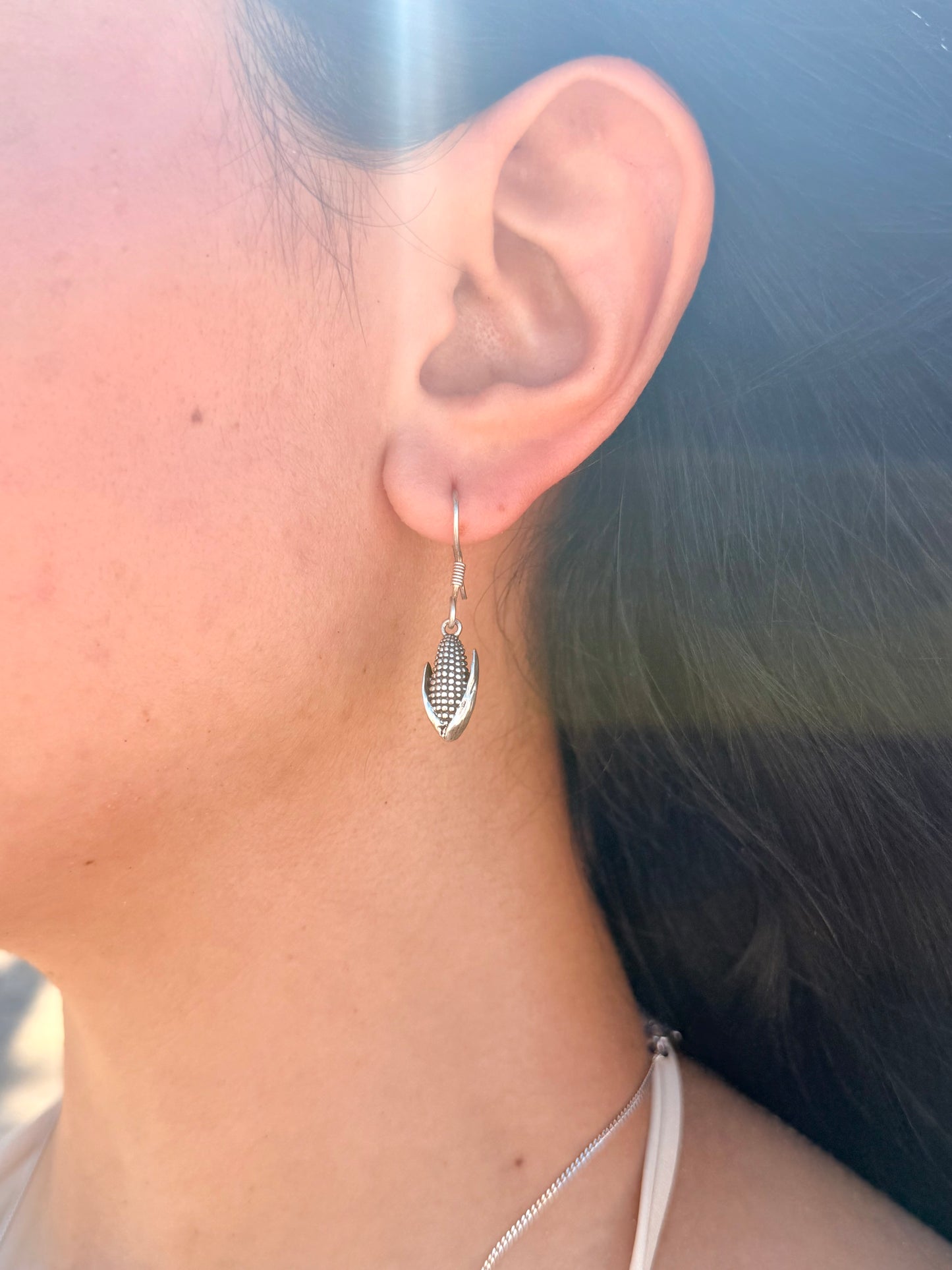 925 Sterling Silver Mexican Corn Earrings – Handcrafted Elote Dangle Earrings