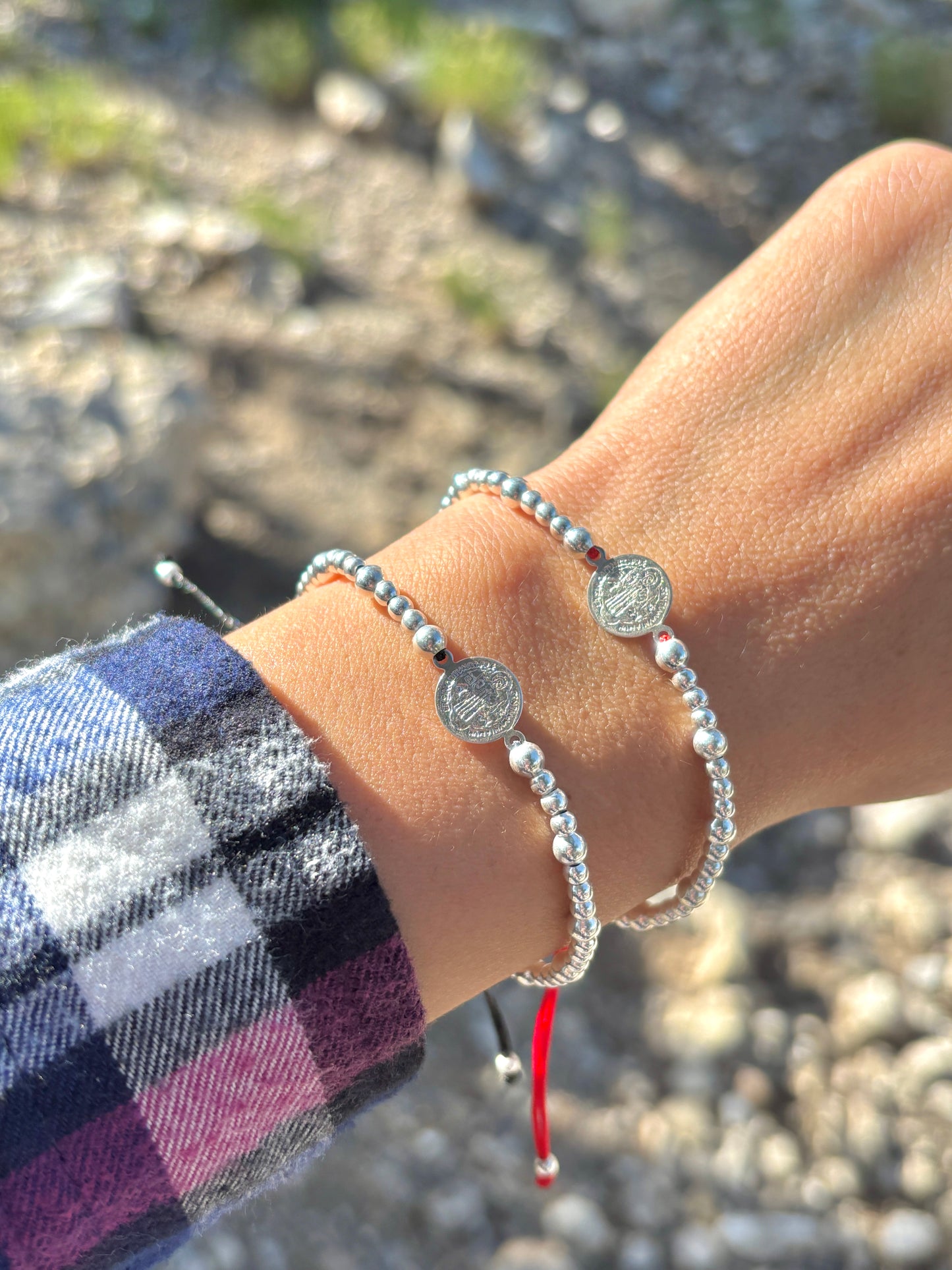 Saint Benedict Protection Bracelet – Red or Black Cord – Adjustable 925 Sterling Silver – Spiritual Evil Eye Defense – Handmade Gift for Him/Her