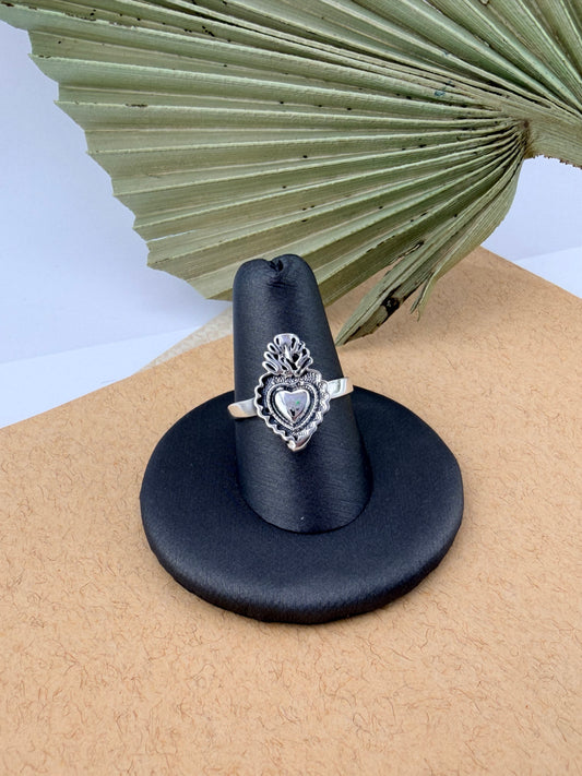 Sterling silver 925 sacred heart ring | Anillo de plata mexicana 925 sagrado corazón de Jesús