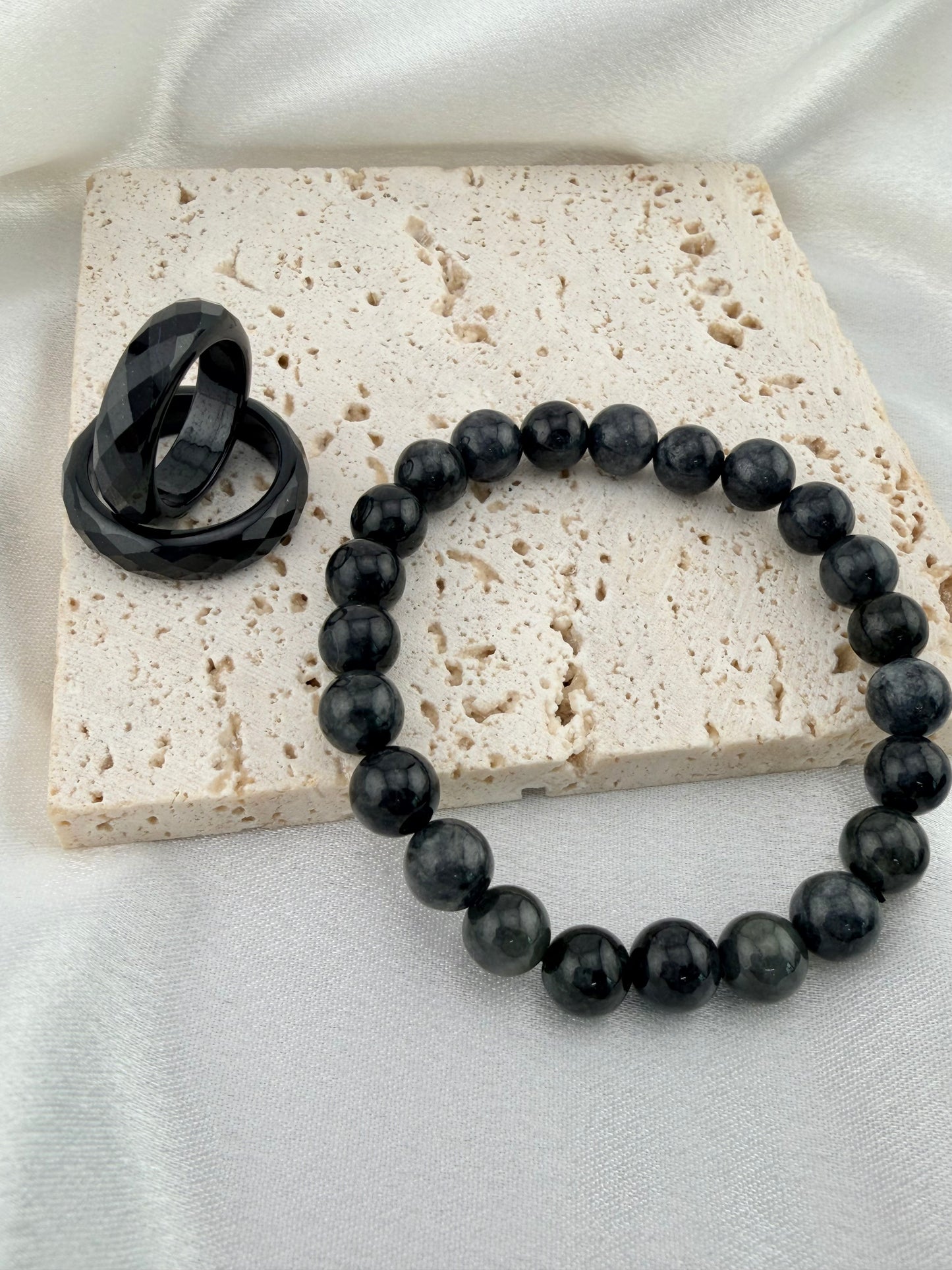 Black Jade Protection Beaded Bracelet – Natural Stone Energy Jewelry- Unisex 8mm