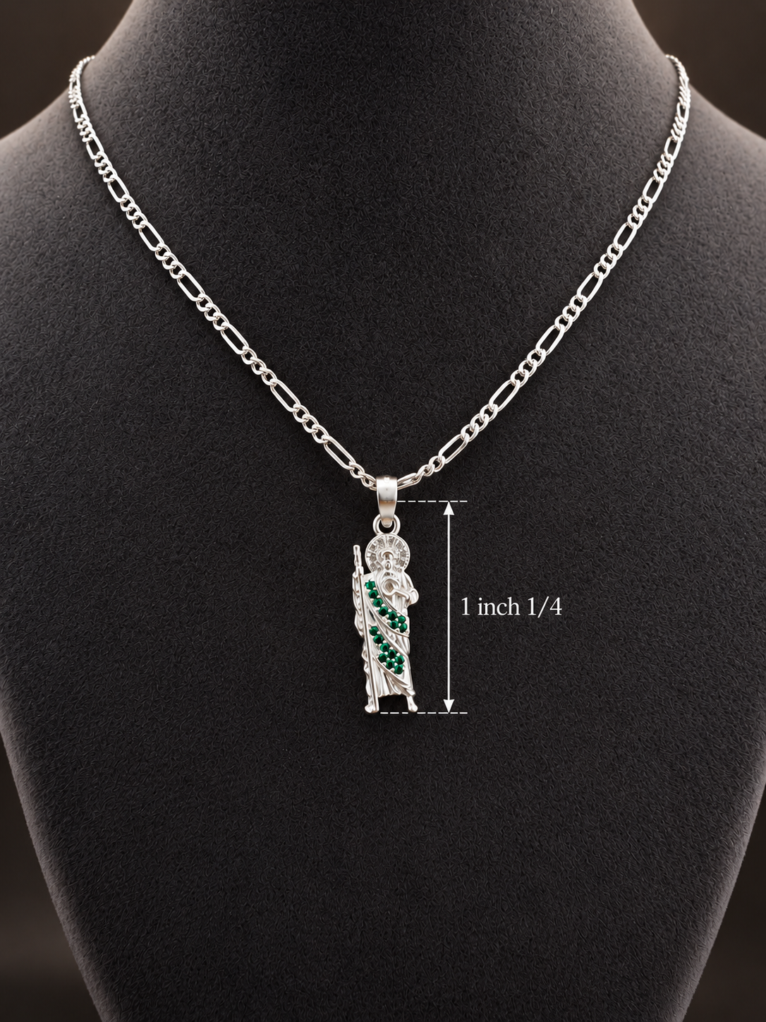 Silver 925 Saint Jude pendant necklace 19” x 2 mm small pendant