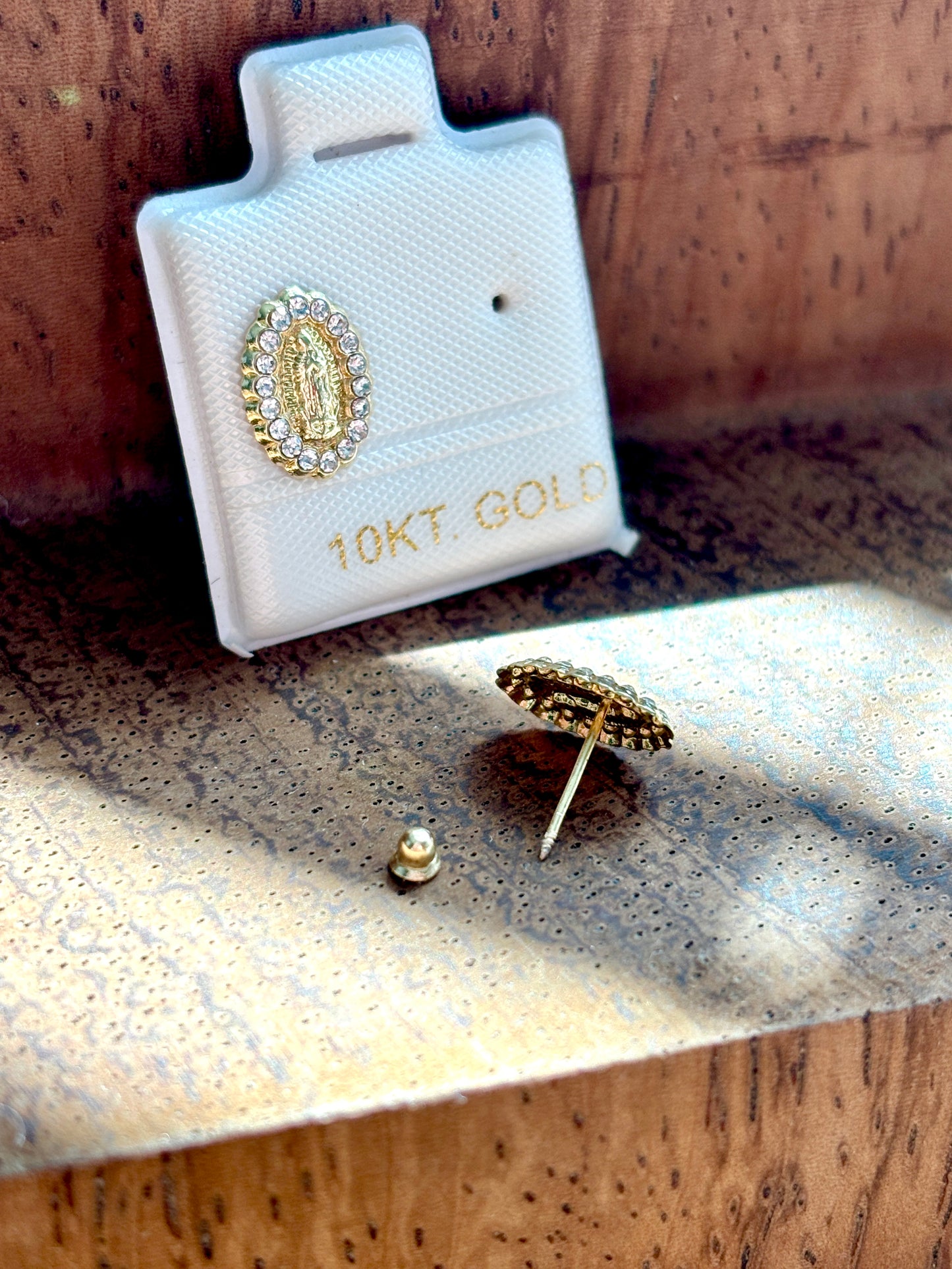 Solid 10K Gold Virgin Mary Earrings, virgencita gold earrings