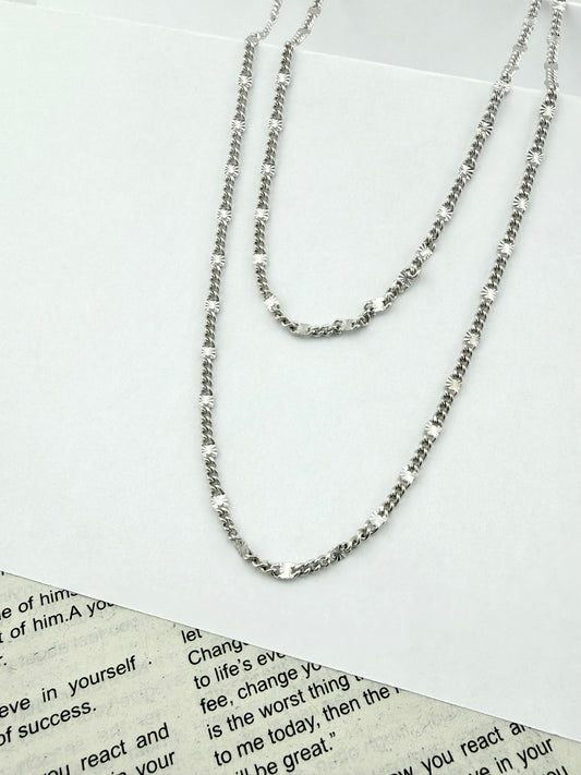 Sterling Silver 925 Diamond-Cut Curb Chain Necklace- Cadena de plata .925 estilo espejo