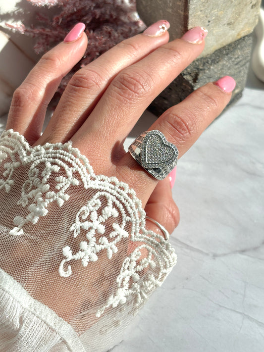 Cinderella heart ring sterling silver 925 | princess Statement ring