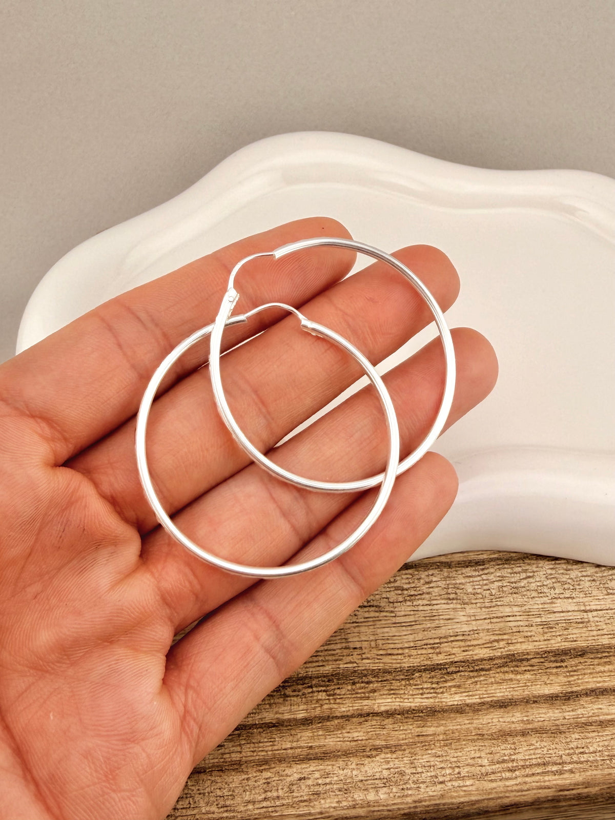 Silver 925 hoop earrings 4 cm