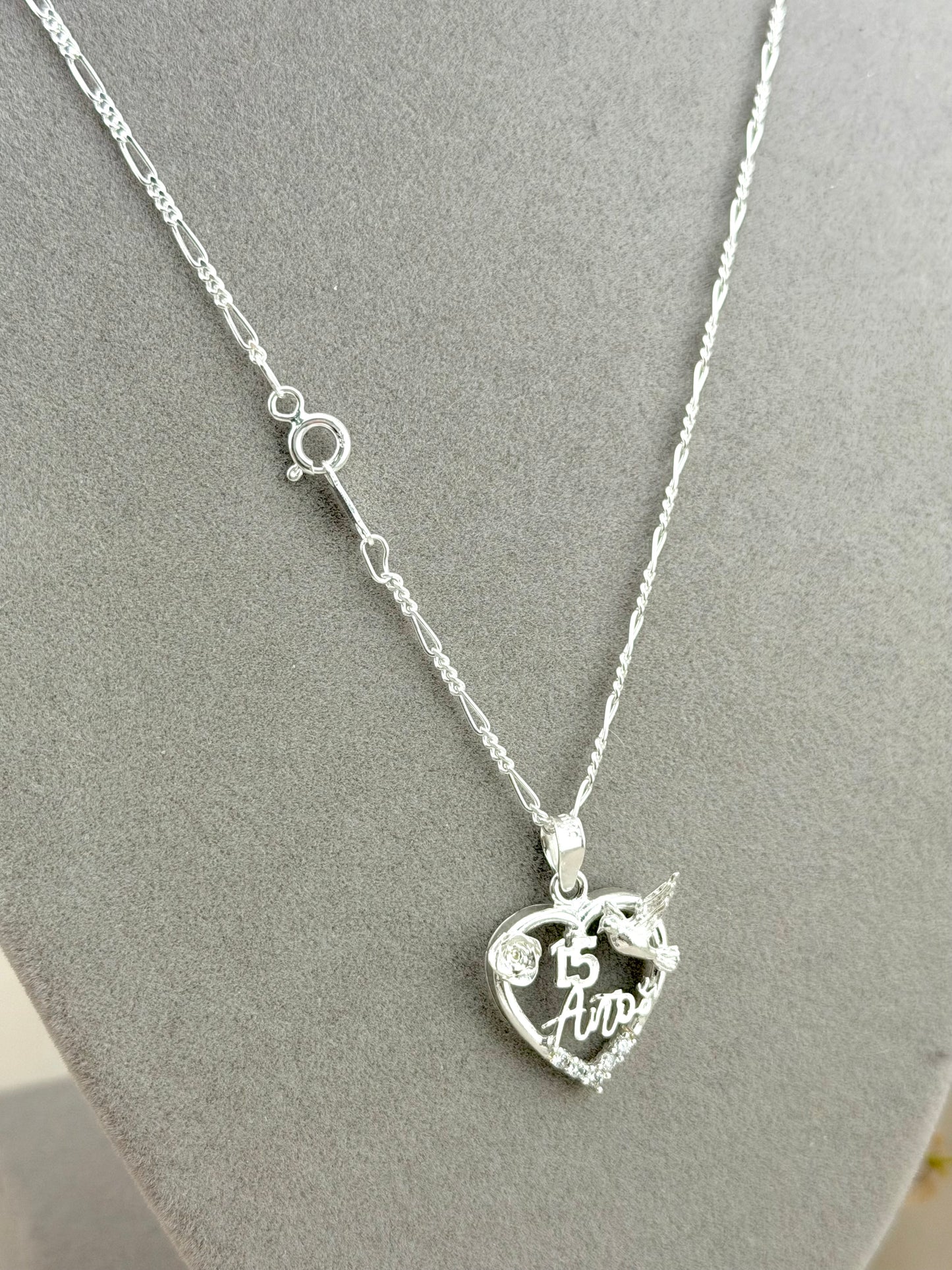 925 Sterling Silver Quinceañera Necklace – Sweet 15 Heart Pendant | Meaningful Gift for Daughter