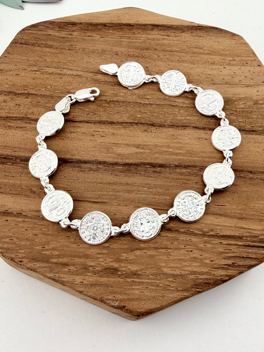 Silver 925 St Benedict bracelet | Protection and faith