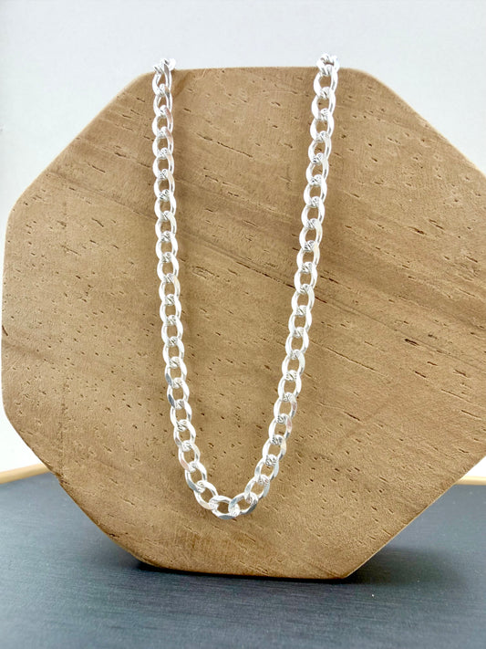 Sterling Silver 925 Cuban Link Necklace Diamond Cut – 20 Inch