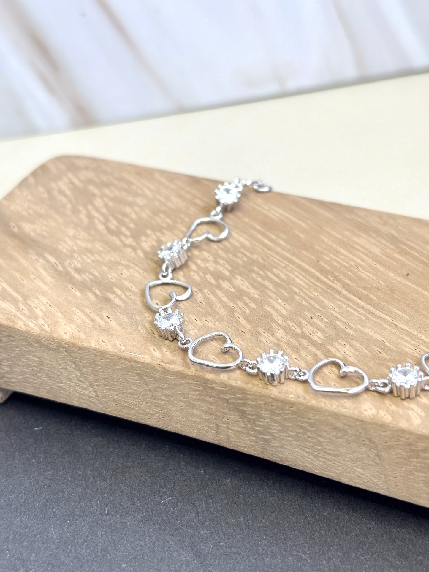 Sterling silver 925 open hearts bracelet | silver 925 link bracelet | Pulseras de plata 925 | pulseras de corazones para mujer