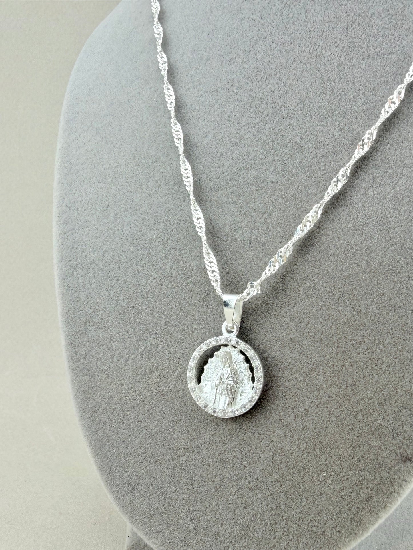 925 Silver Virgin Mary necklace pendant