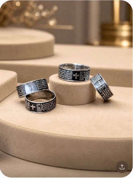 Sterling silver Lord’s Prayer | Anillos de plata 925 del padre nuestro | Silver 925 thumb ring