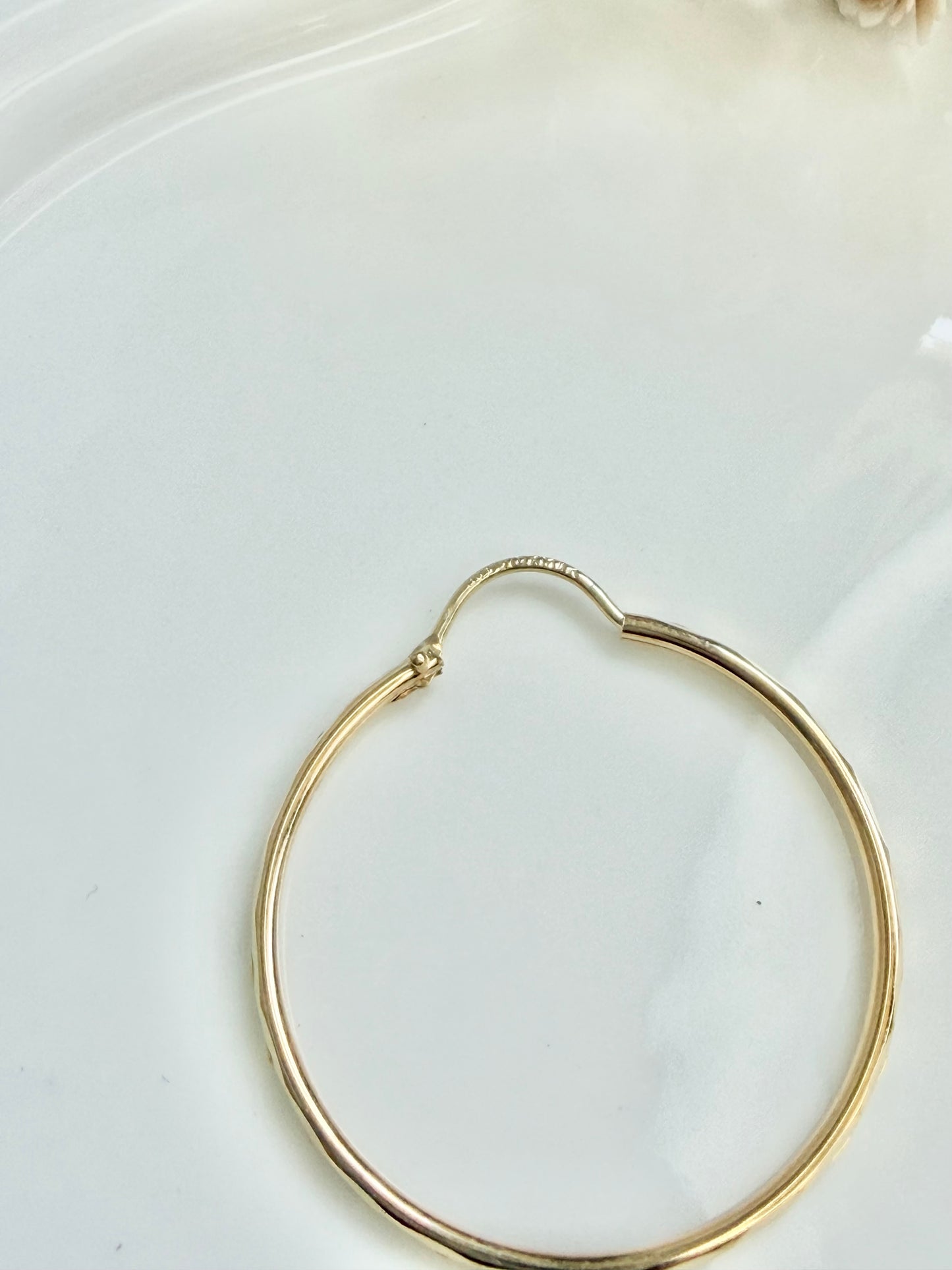 10kt Solid Gold Hoop Earrings for women - Classic lightweight diamond cut hooops