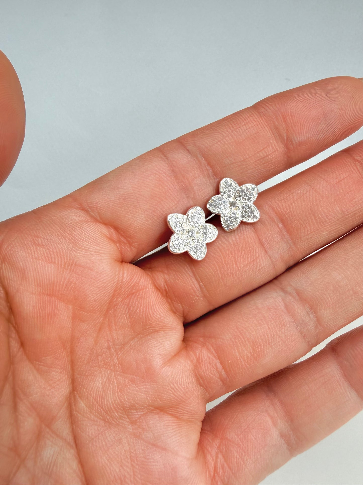 Silver 925 flower earrings studs