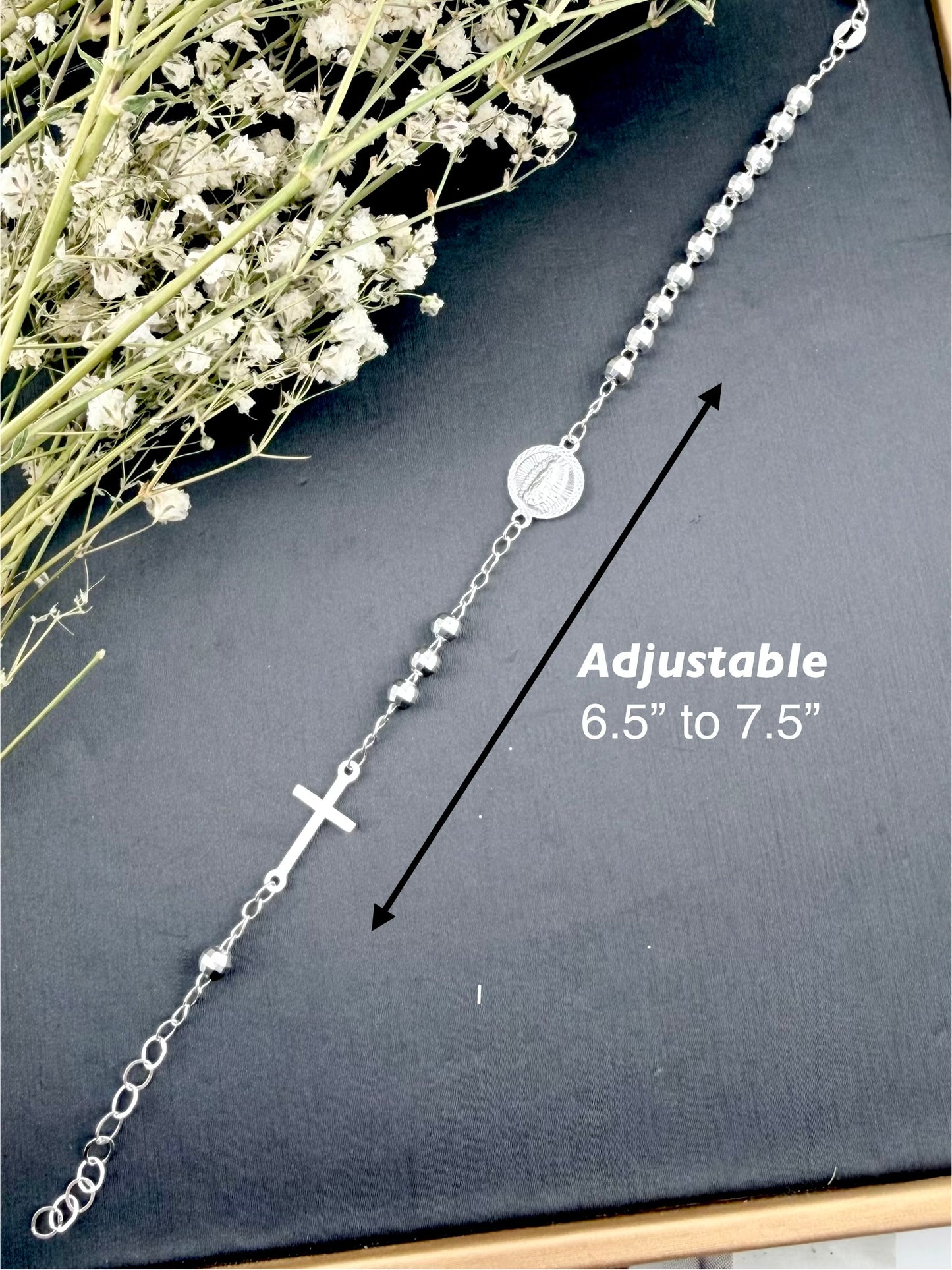 Silver .925 Rosary bracelet | sterling silver bracelet with cross