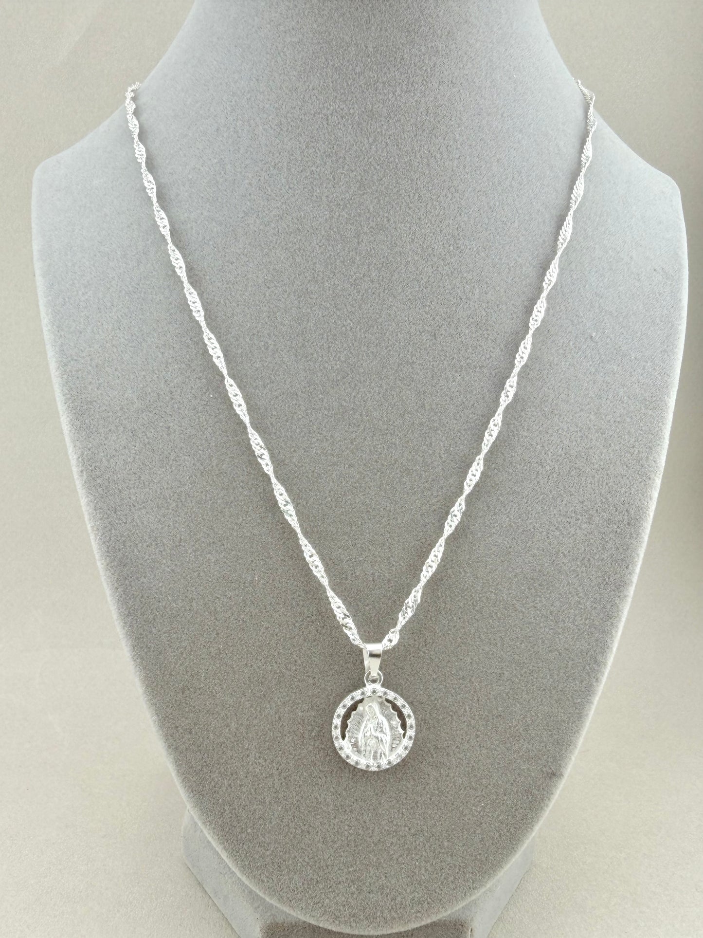 925 Silver Virgin Mary necklace pendant
