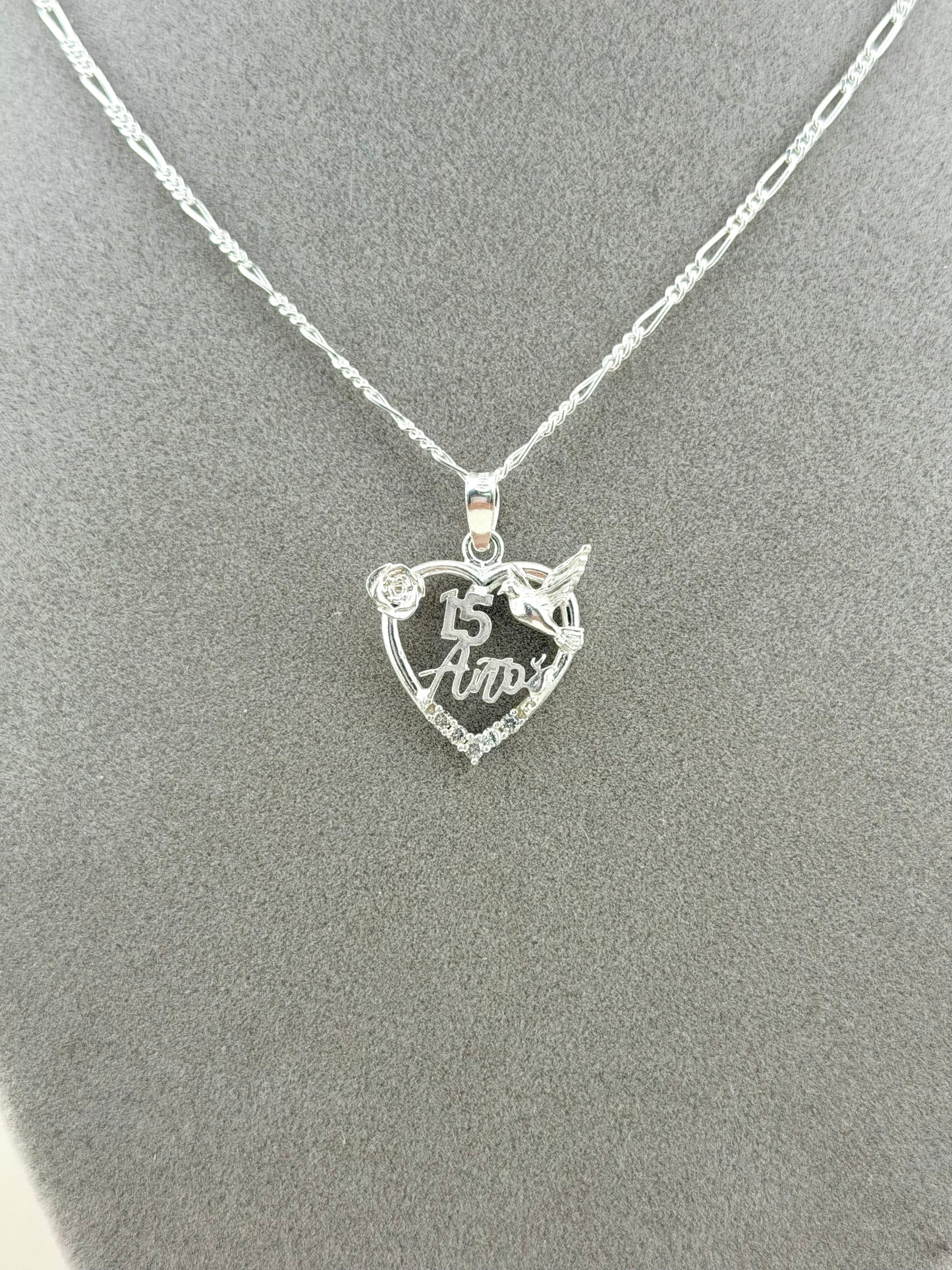 925 Sterling Silver Quinceañera Necklace – Sweet 15 Heart Pendant | Meaningful Gift for Daughter