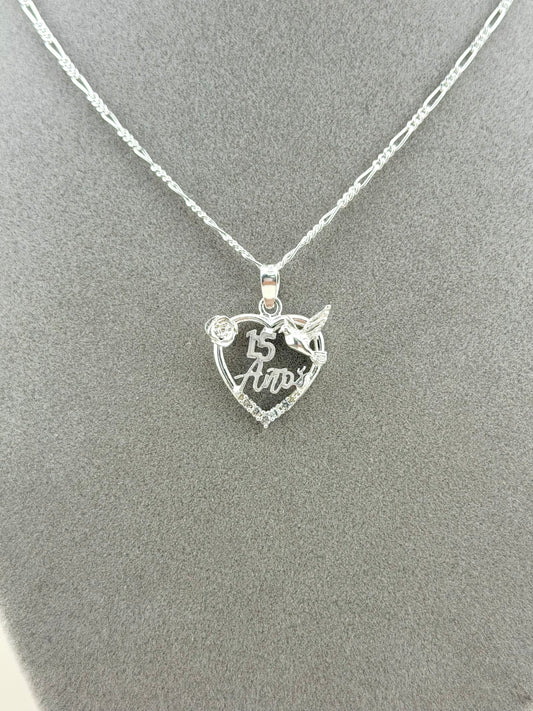 925 Sterling Silver Quinceañera Necklace – Sweet 15 Heart Pendant | Meaningful Gift for Daughter