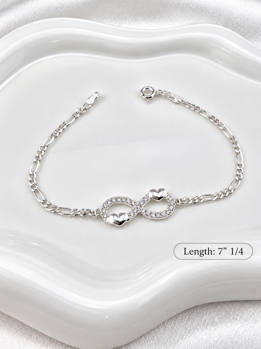 Sterling Silver 925 Infinity Heart Bracelet with CZ | Love Jewelry