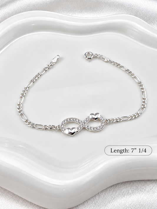 Sterling Silver 925 Infinity Heart Bracelet with CZ | Love Jewelry