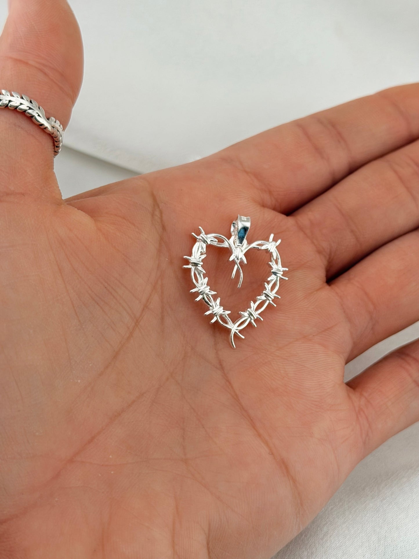 Silver 925 Carol G heart pendant | Heart with thorns charm | Corazon carol G plata 925