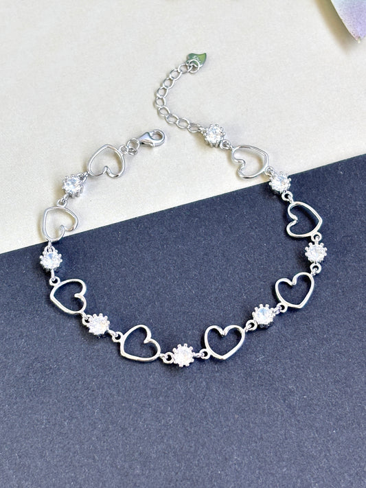 Sterling silver 925 open hearts bracelet | silver 925 link bracelet | Pulseras de plata 925 | pulseras de corazones para mujer