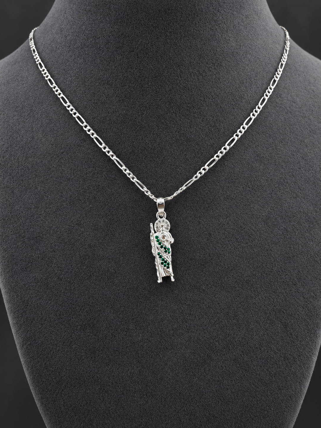 Silver 925 Saint Jude pendant necklace 19” x 2 mm small pendant